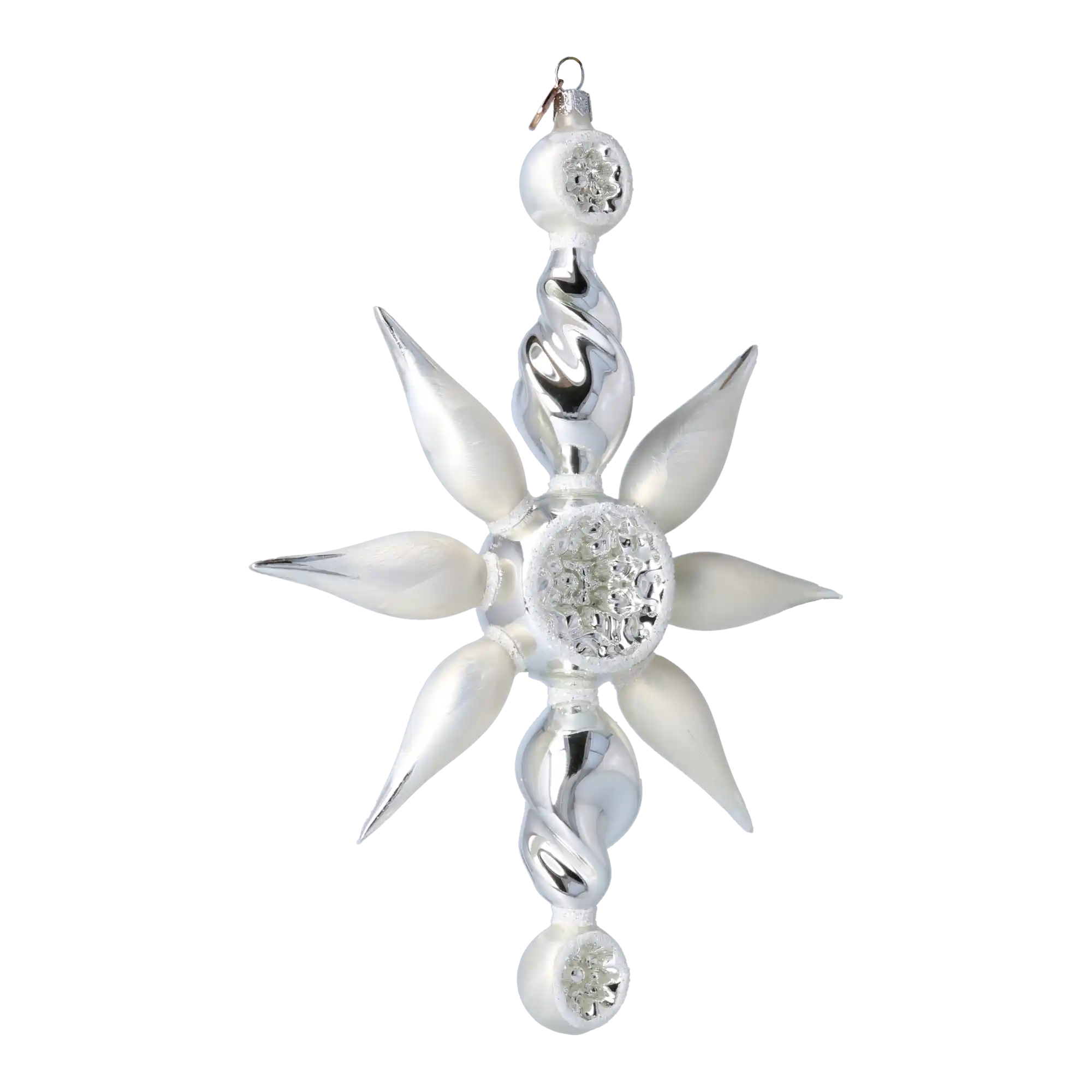 Arctic Starburst  Glass Christmas ornament Star free blowing