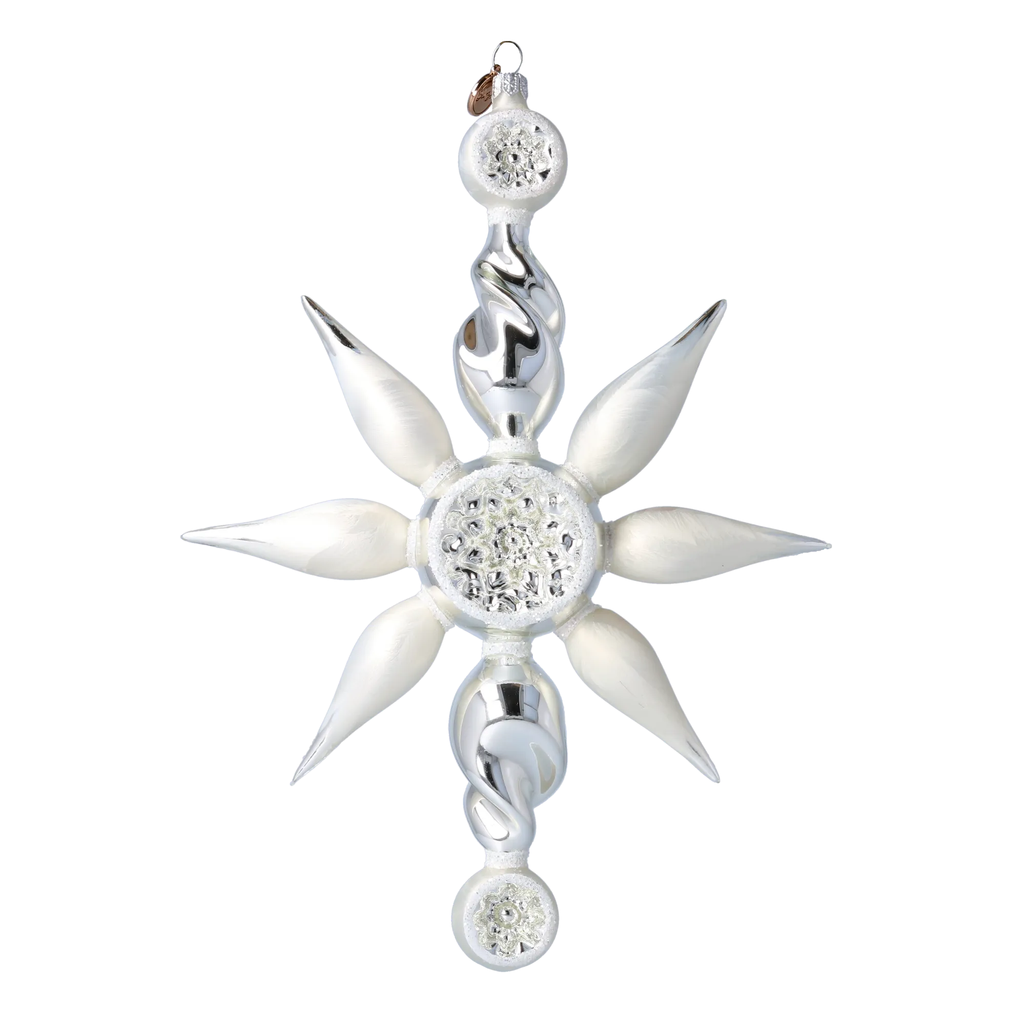 Arctic Starburst  Glass Christmas ornament Star free blowing 2024-083