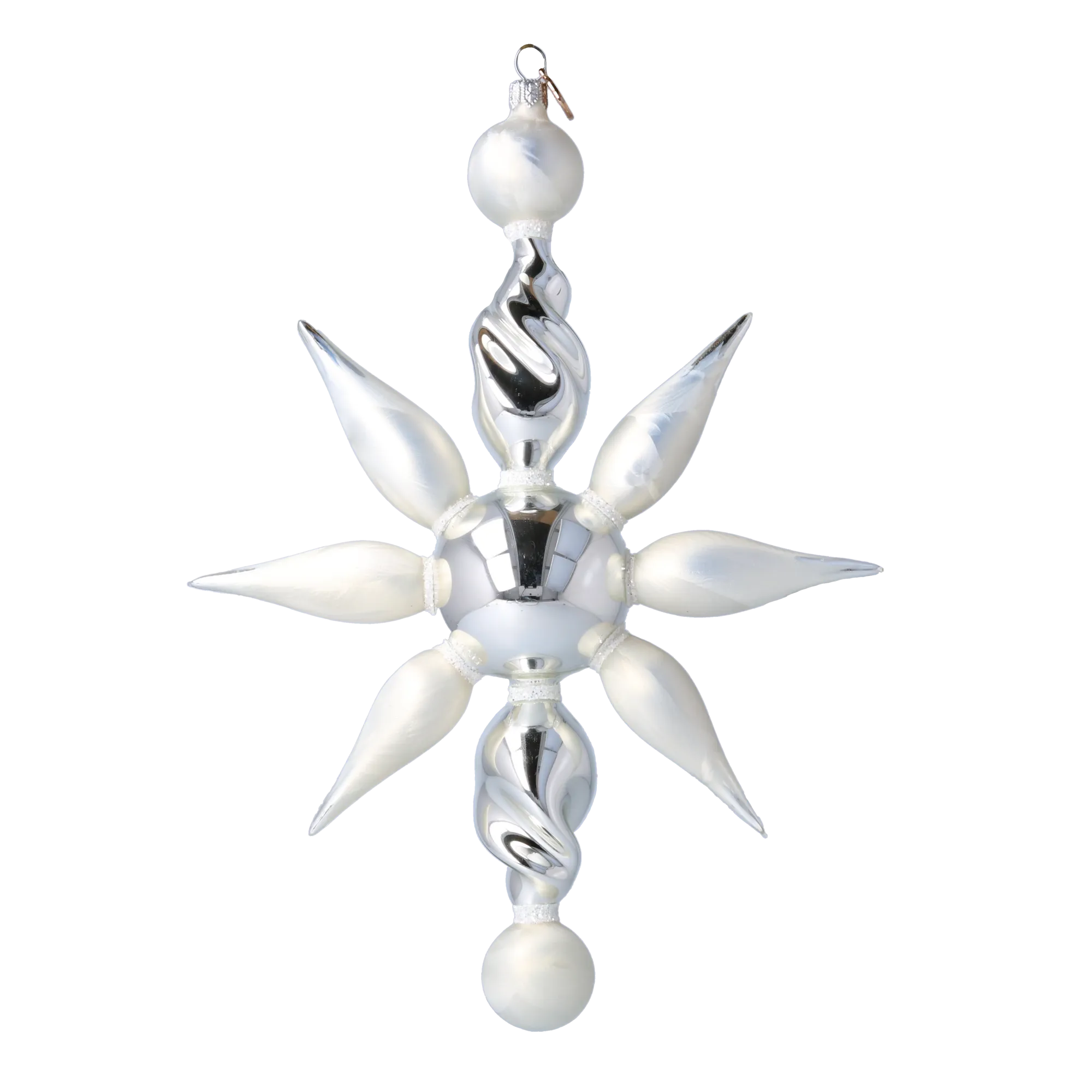 Arctic Starburst  Glass Christmas ornament Star free blowing 2024-083