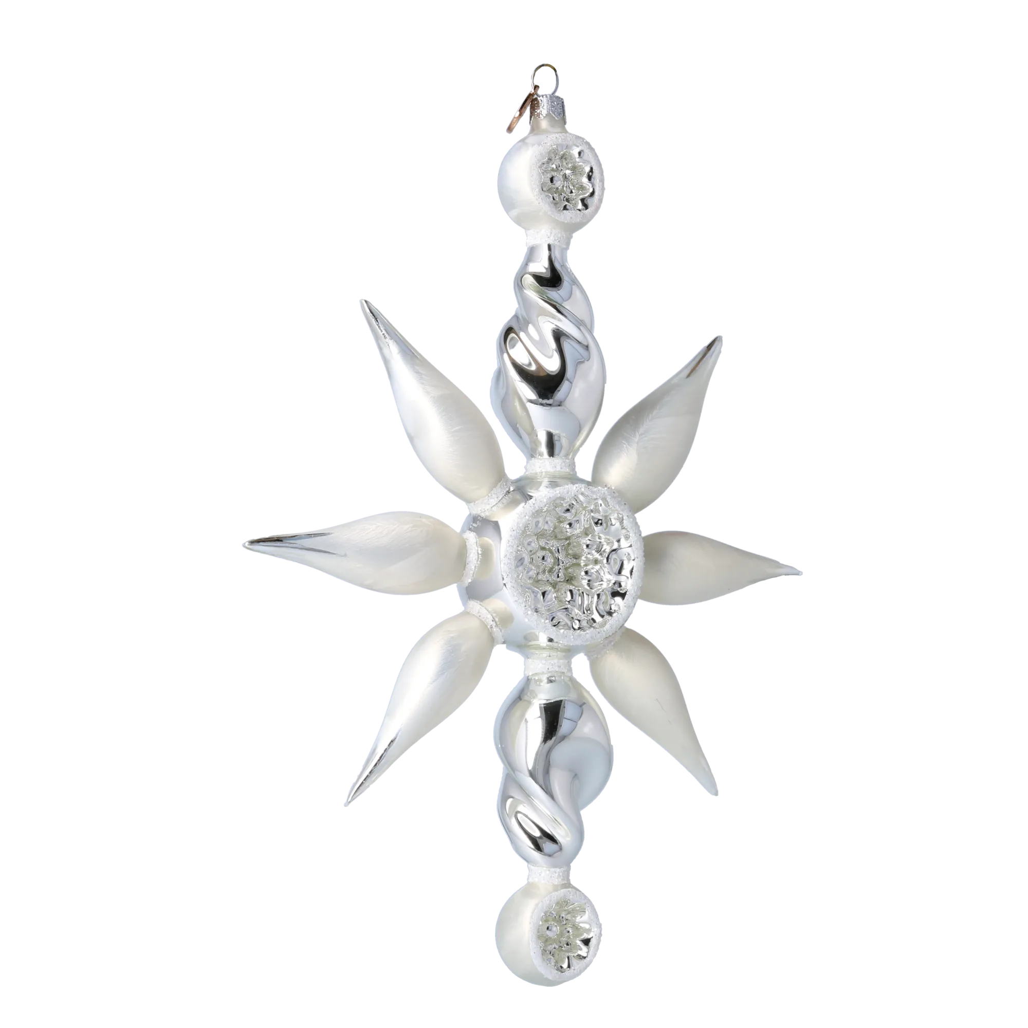 Arctic Starburst  Glass Christmas ornament Star free blowing 2024-083