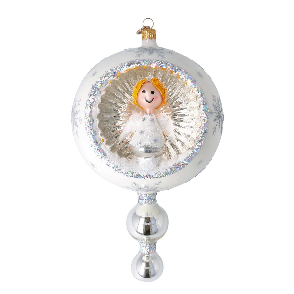 Serene Alabaster Seraph | Hand-Painted Glass Ornament | Blubom 2024-088