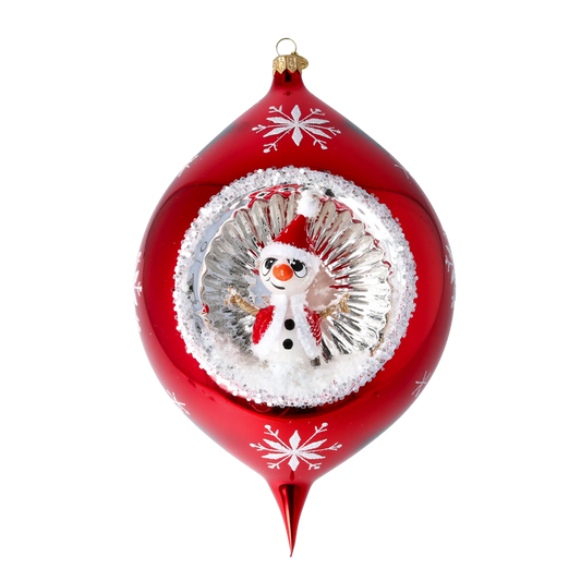 Snowman Winter Joy. Handmade Glass Christmas ornament. 2024-089