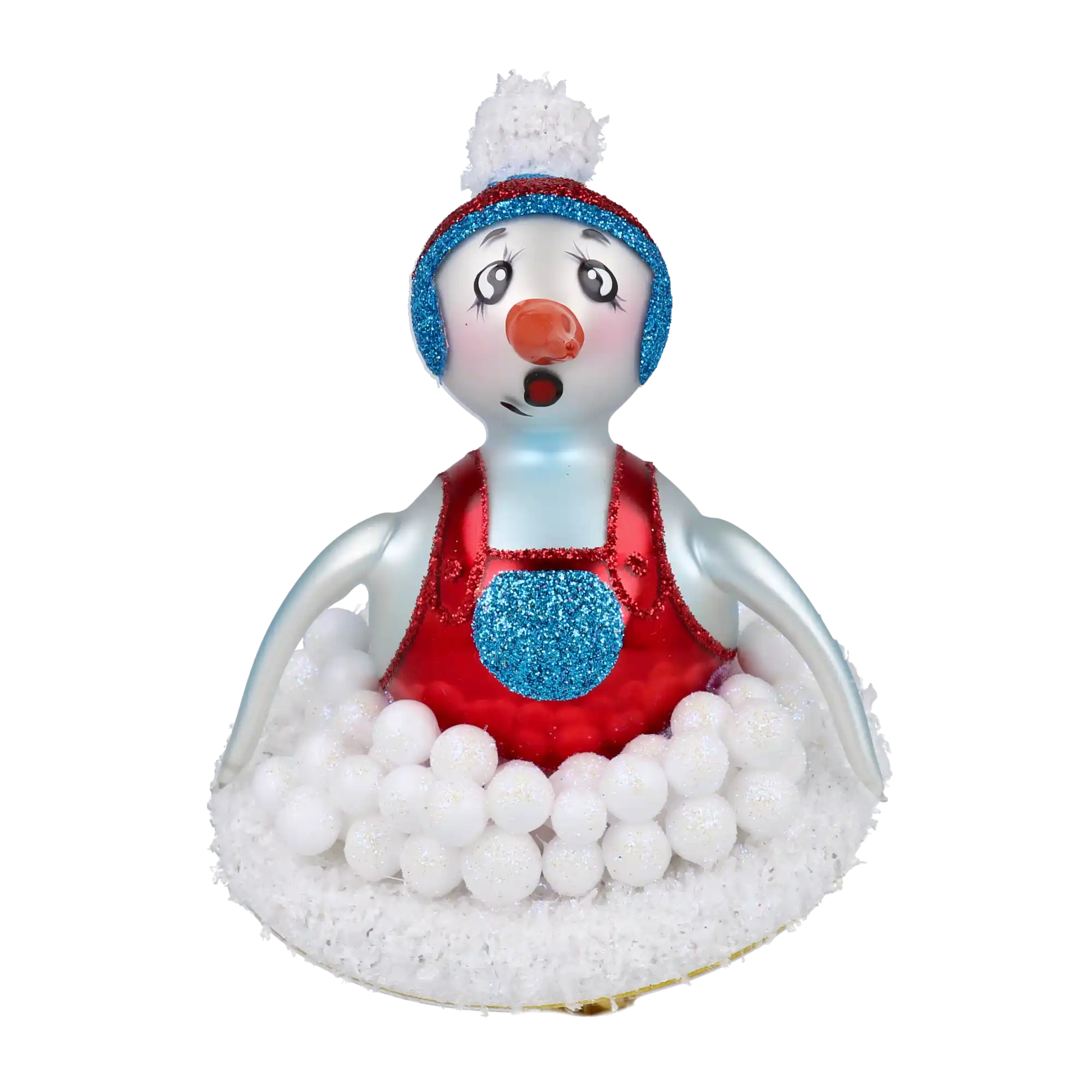 Bałwanek Na Jabluszku Szklana Ozdoba