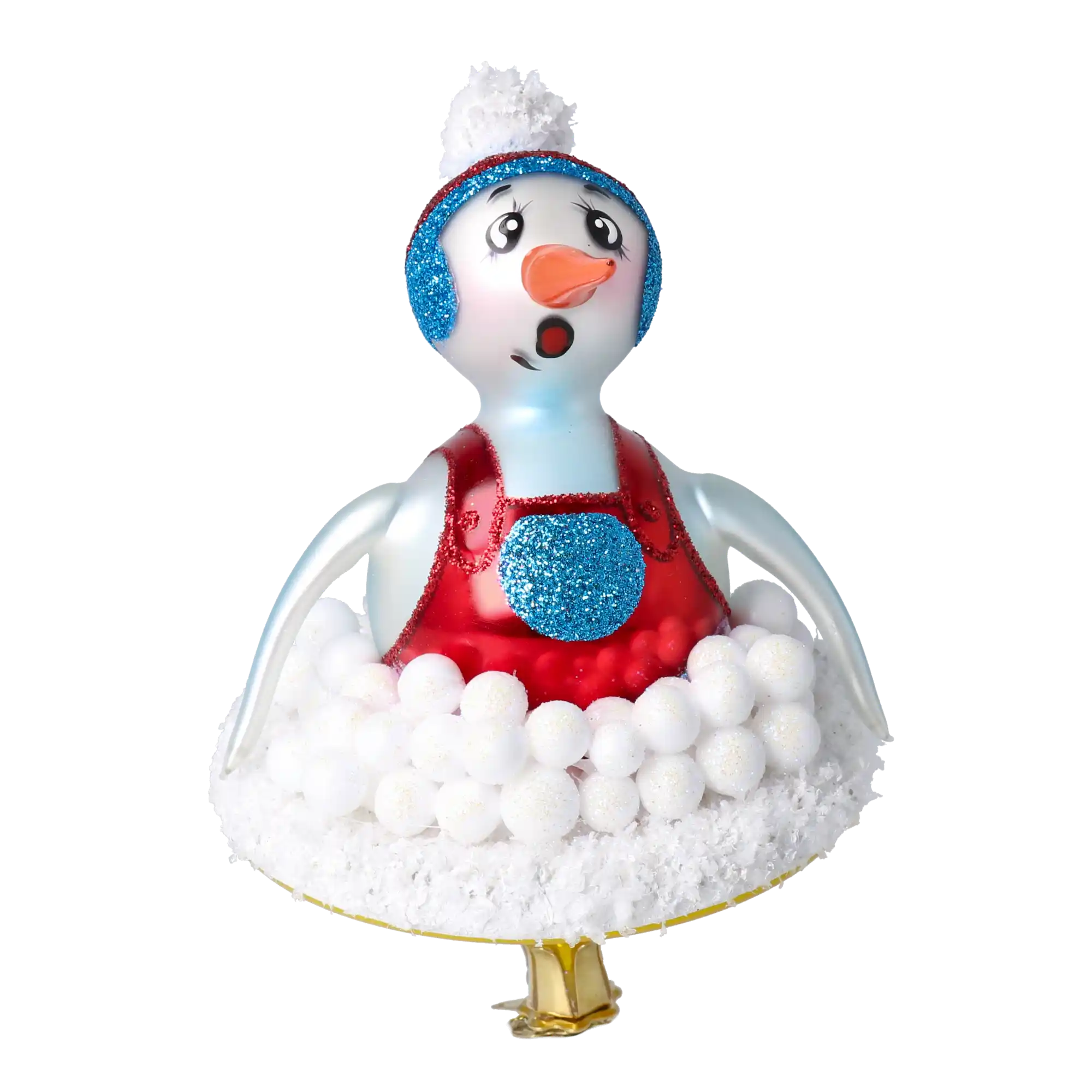 Bałwanek Na Jabluszku Szklana Ozdoba