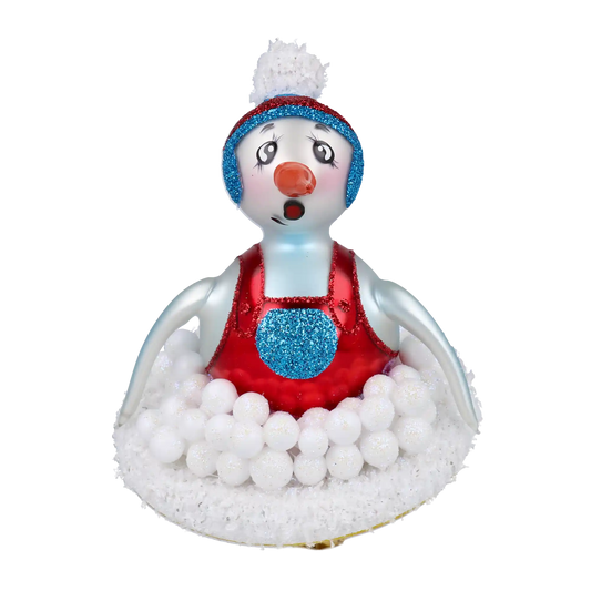 Bałwanek Na Jabluszku Szklana Ozdoba