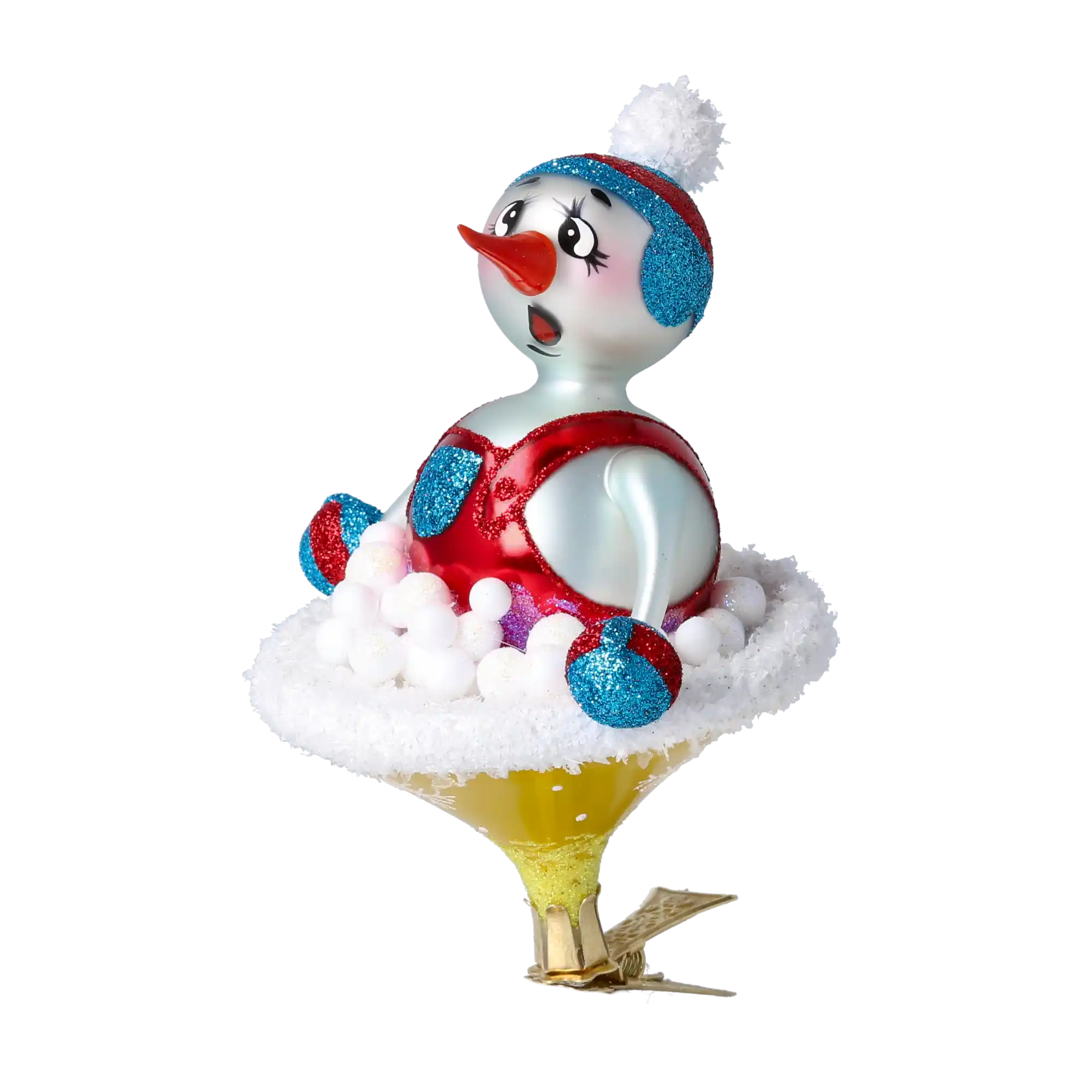 Bałwanek Na Jabluszku Szklana Ozdoba