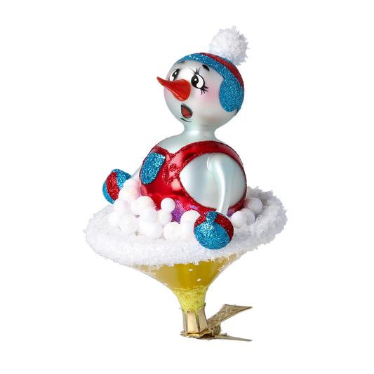 Bałwanek Na Jabluszku Szklana Ozdoba