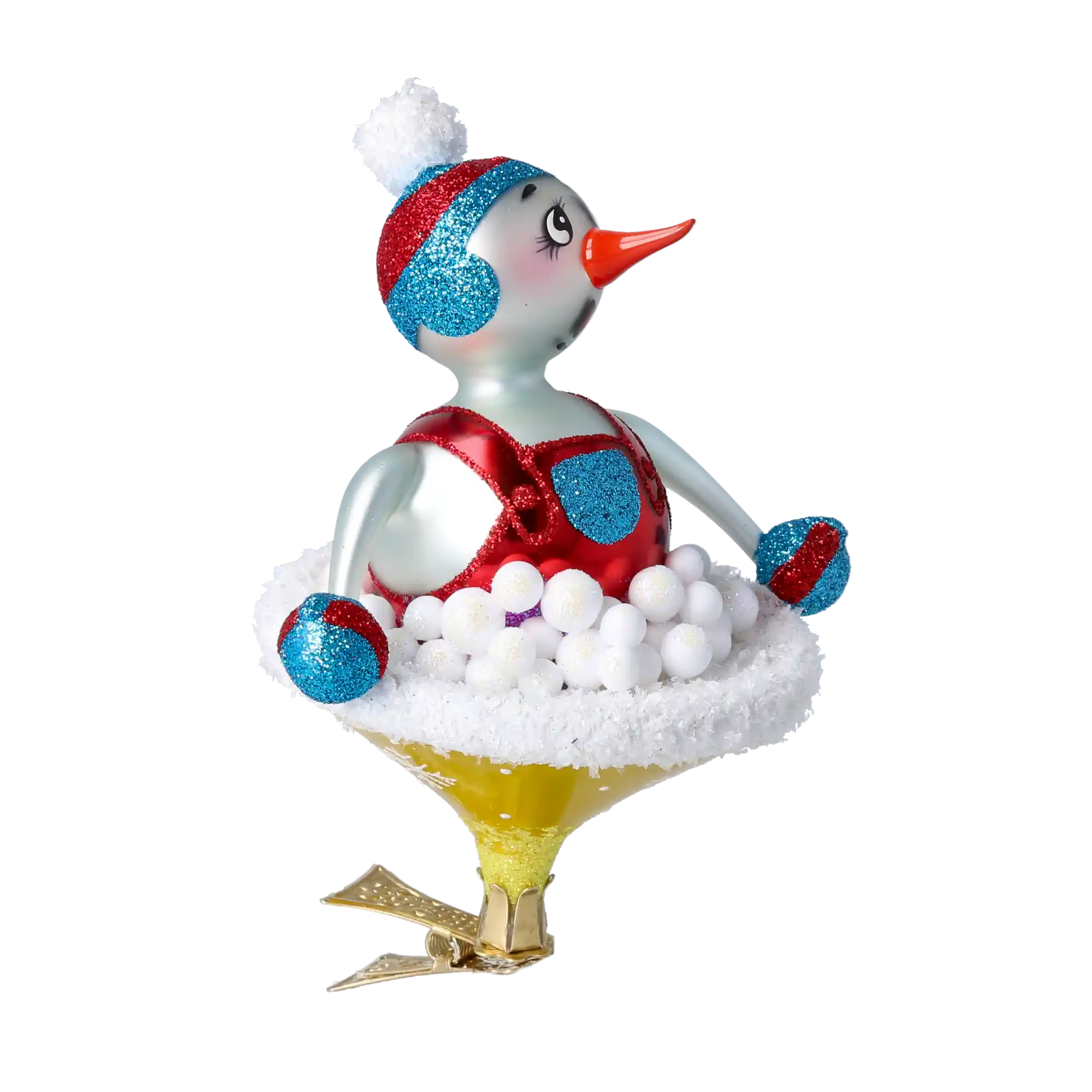 Bałwanek Na Jabluszku Szklana Ozdoba