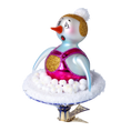 Load image into Gallery viewer, Snowman on a slide. Handmade Glass Christmas ornament. 2024-095
