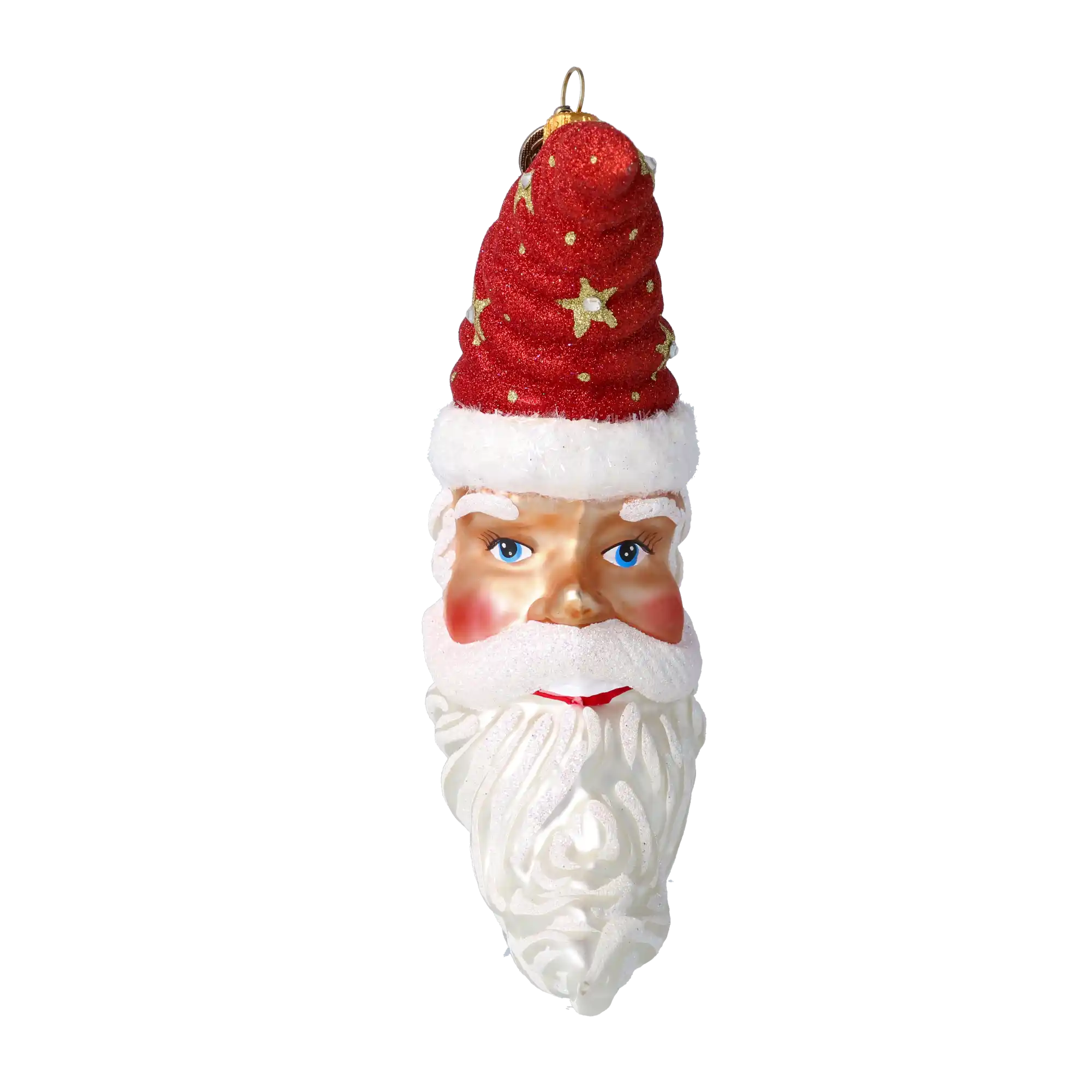 Czerwony Gwiazdor Mikołaj Księżyc Szklana Ozdoba