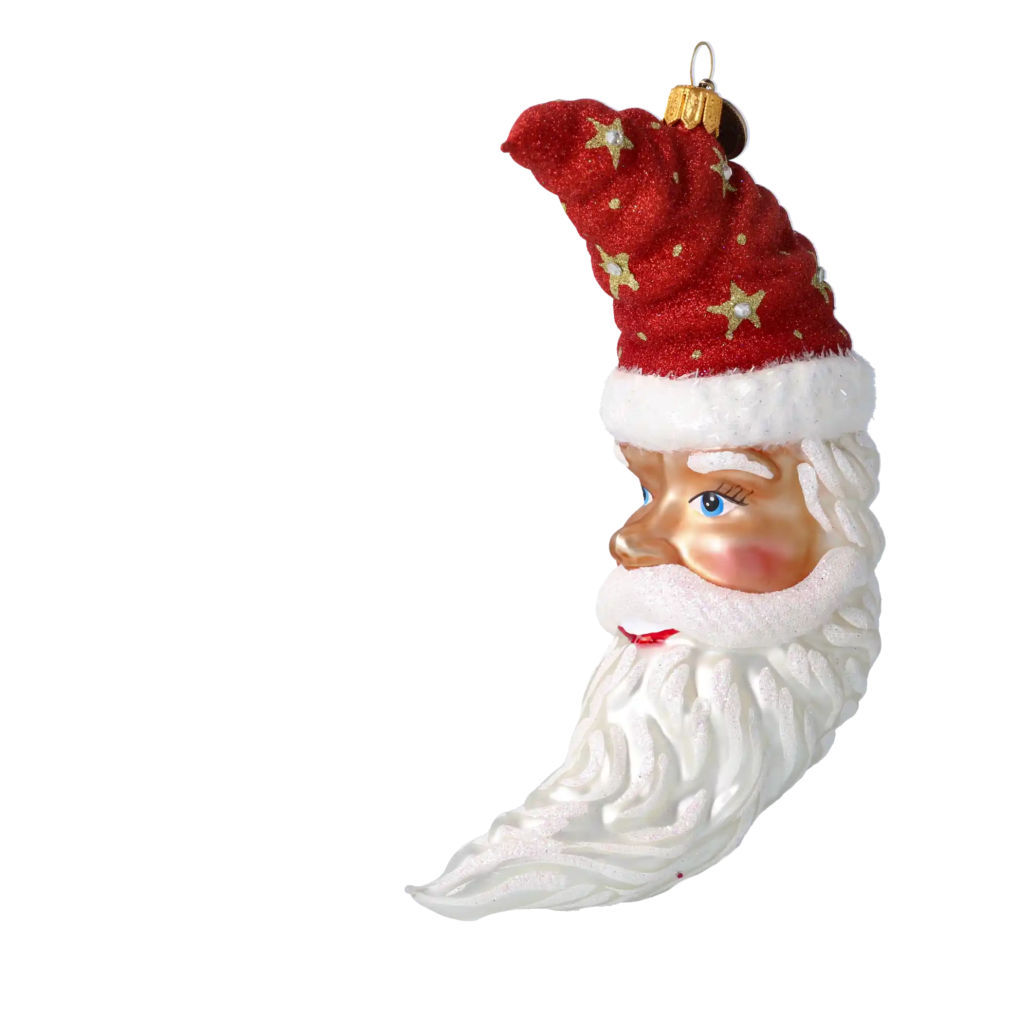 Czerwony Gwiazdor Mikołaj Księżyc Szklana Ozdoba