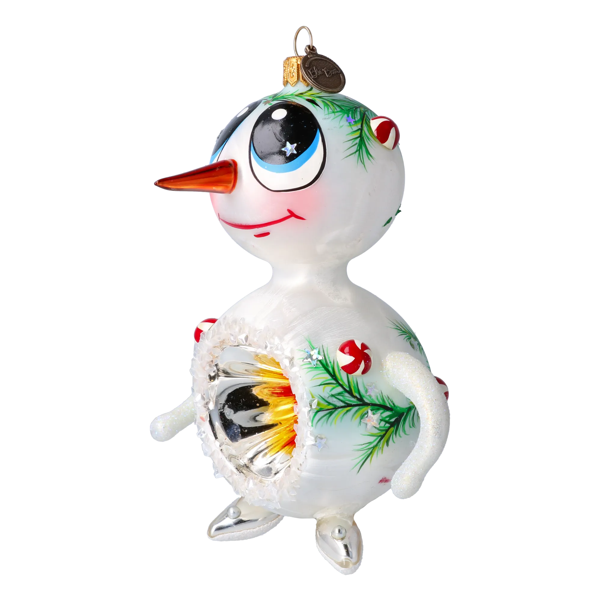 Snowman Reflex. Handmade Glass Christmas ornament. 2024-098