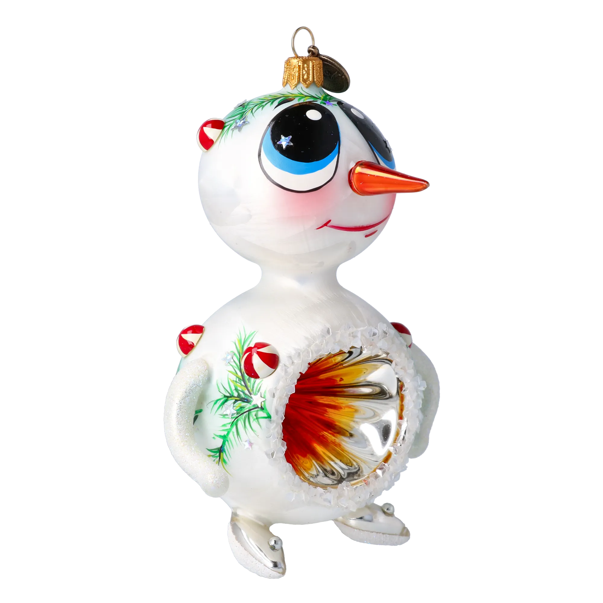 Snowman Reflex. Handmade Glass Christmas ornament. 2024-098