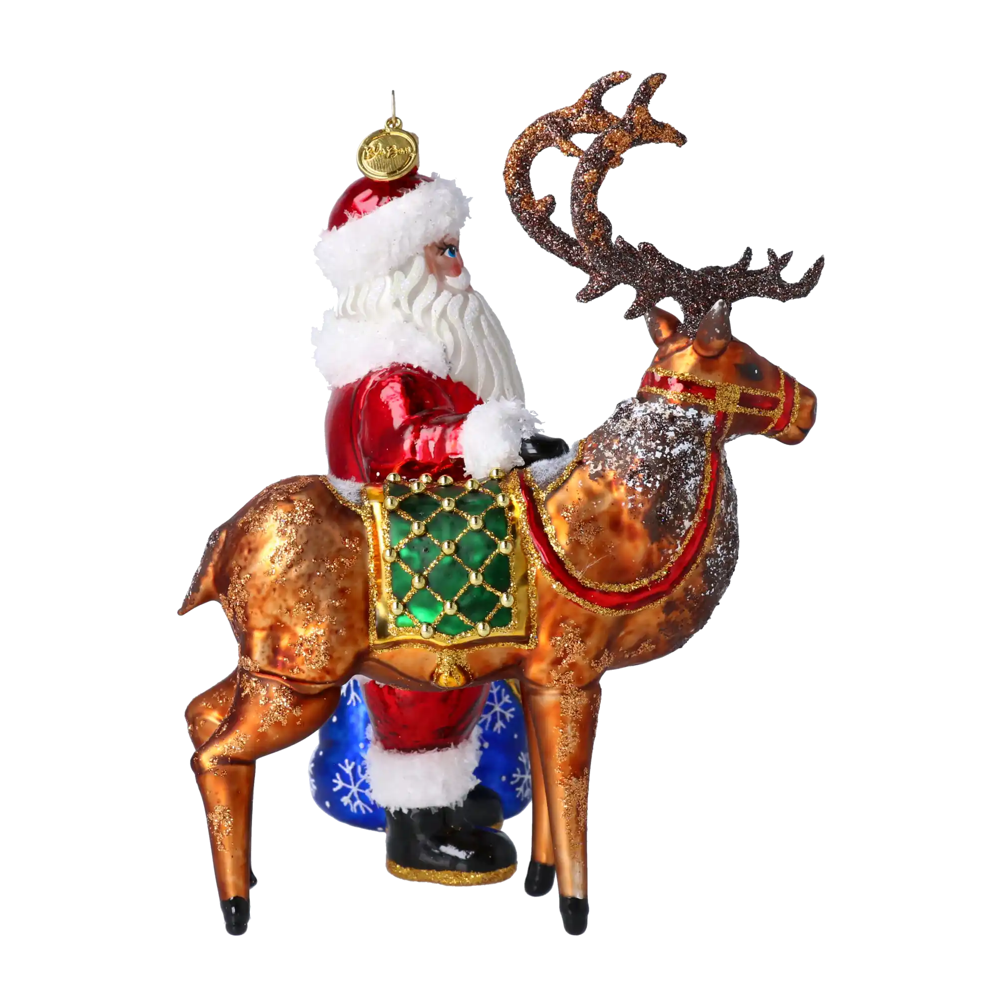 Mikołaj Z Reniferem Szklana Ozdoba