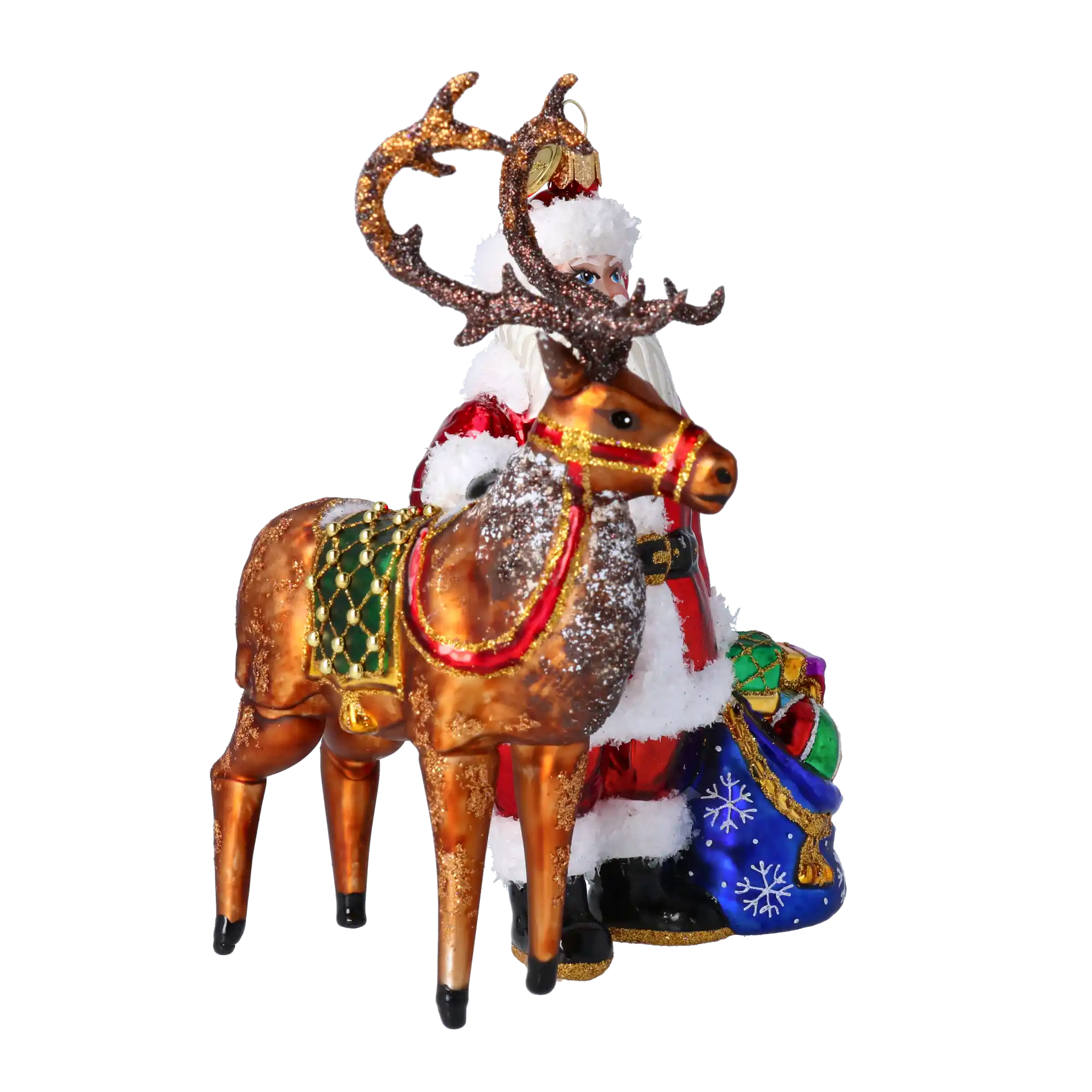 Mikołaj Z Reniferem Szklana Ozdoba