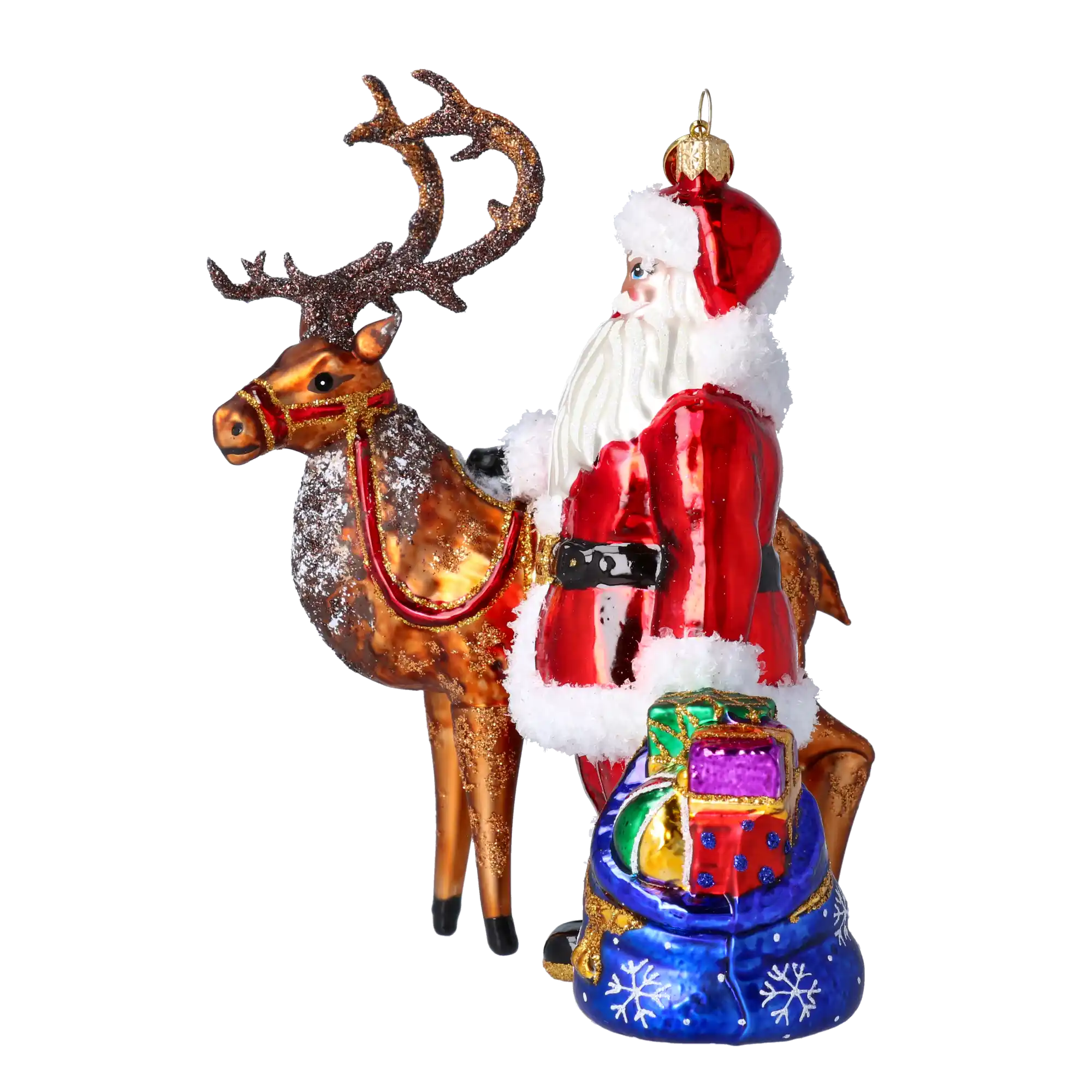 Mikołaj Z Reniferem Szklana Ozdoba