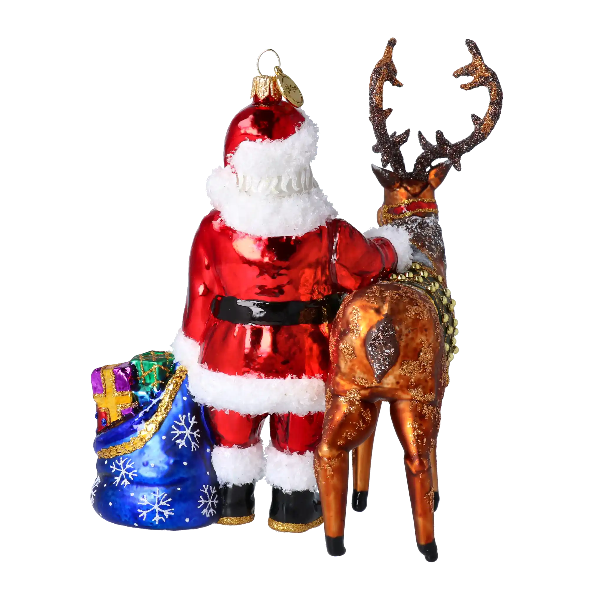 Mikołaj Z Reniferem Szklana Ozdoba