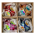 Załaduj obraz do przeglądarki galerii, Vintage Reflections  Set of 4 Glass Baubles Colorful Handmade Glass Christmas ornament 2024-106

