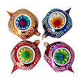 Załaduj obraz do przeglądarki galerii, Vintage Reflections  Set of 4 Glass Baubles Colorful Handmade Glass Christmas ornament 2024-106
