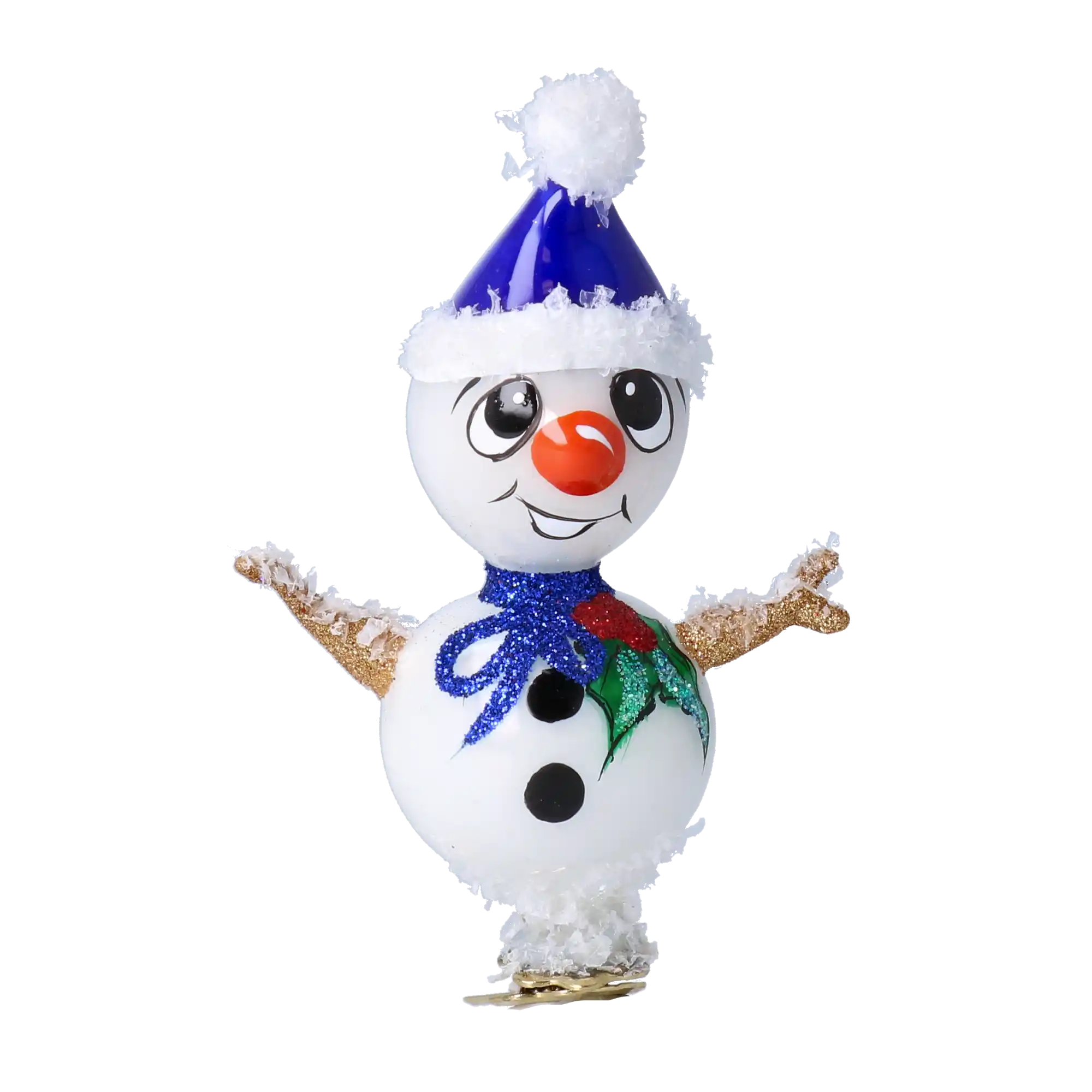 Bałwanek z Krainy Zimy Na Klipsie Granatowy Szklana Ozdoba