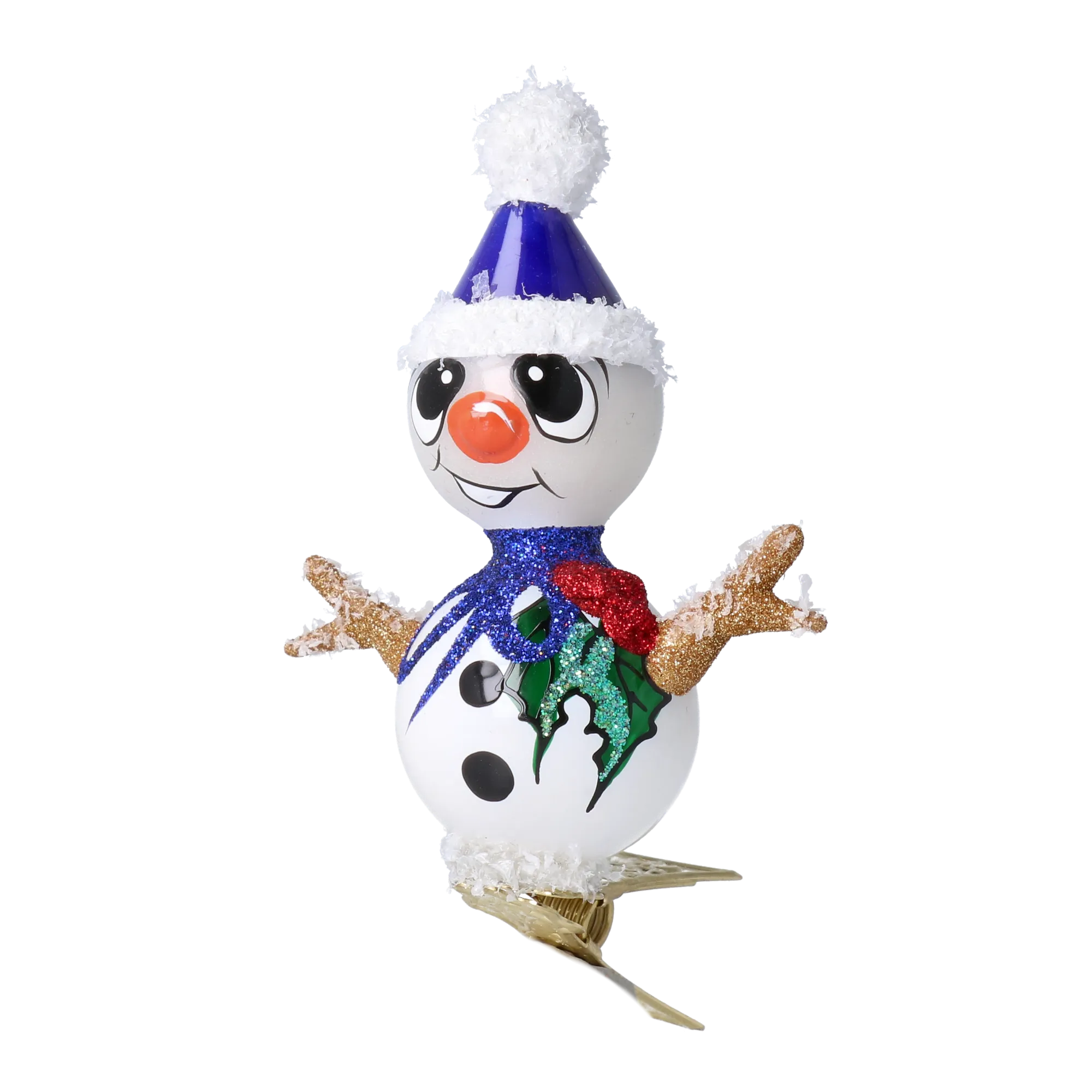 Frosty Sapphire Snowman Premium christmas glass ornament 2024-111