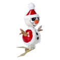 Load image into Gallery viewer, Snowy the Santa Snowman – Glass Ornament with Clip Handmade Glass Christmas ornament 2024-112
