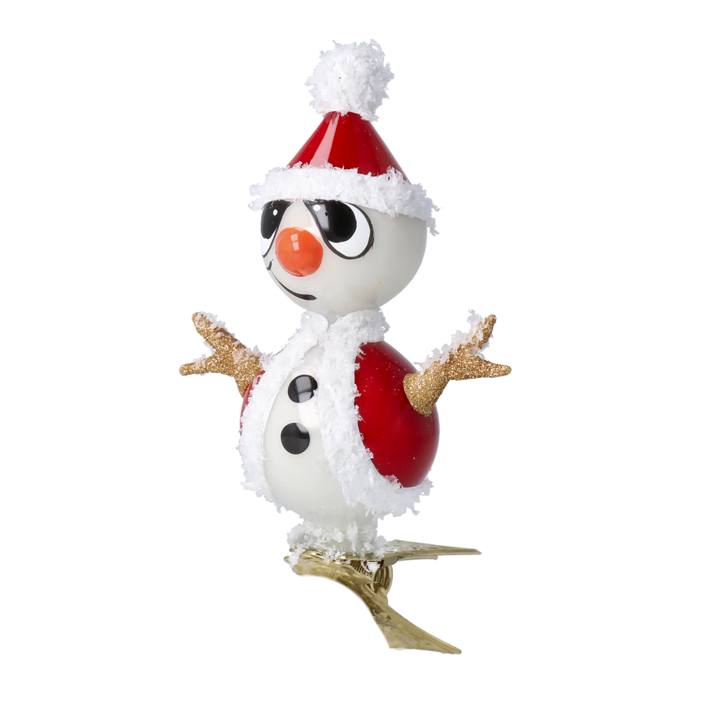 Jaunty Snowman | Hand-Painted Glass Ornament | Blubom 2024-112