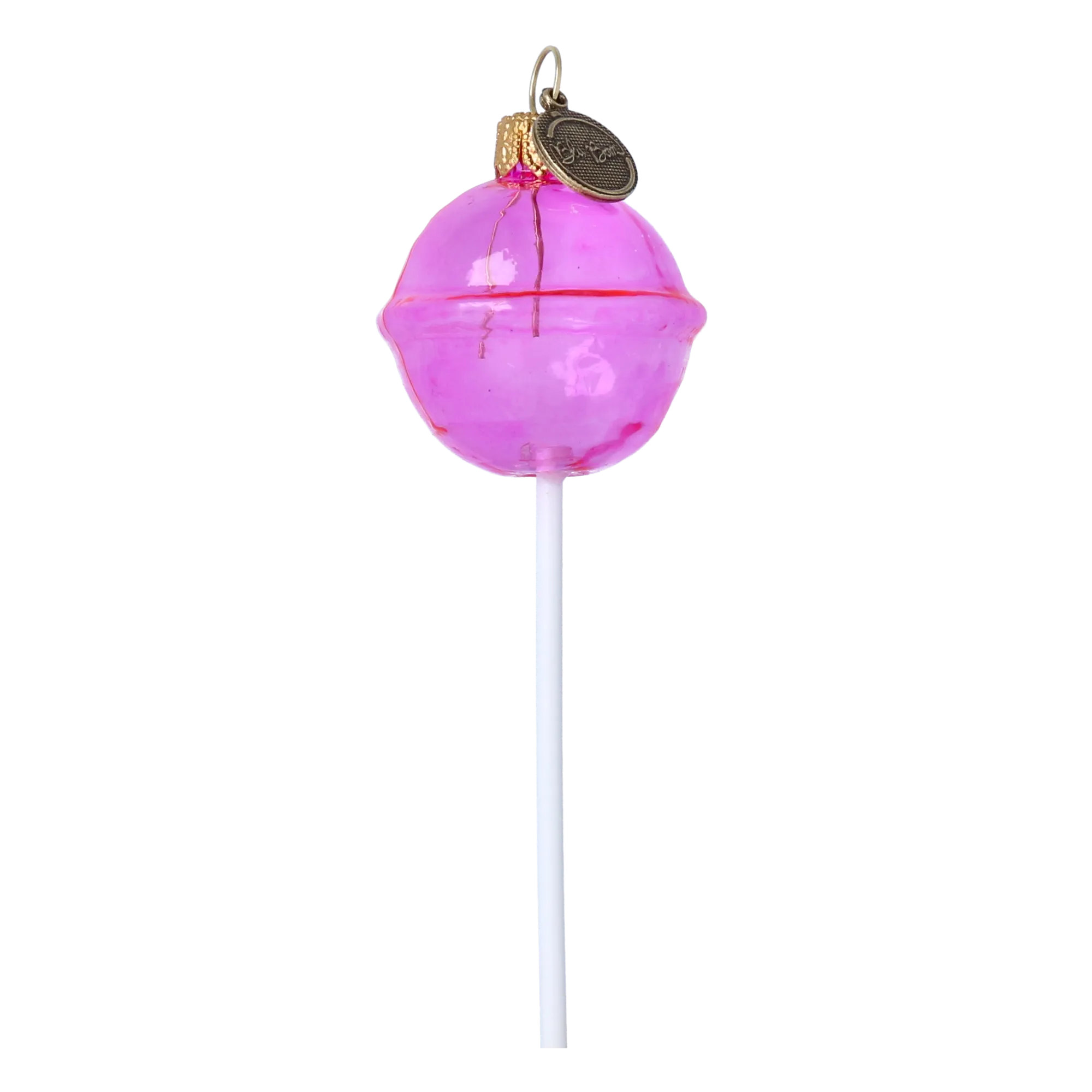 Pink Christmas Lollipop. Handmade Glass Christmas ornament. 2024-135
