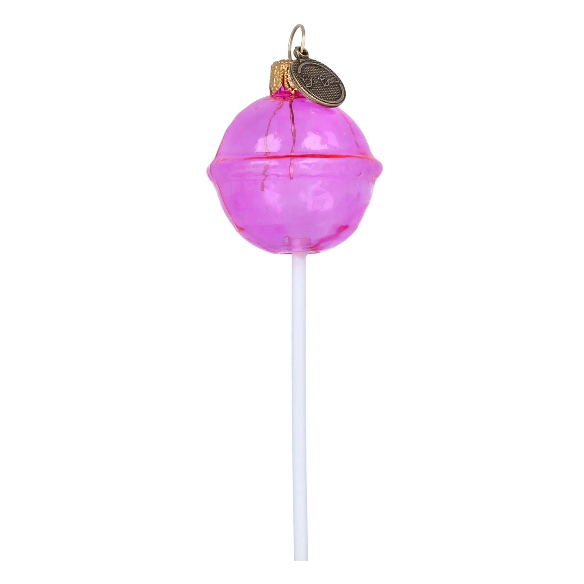 Pink Christmas Lollipop. Handmade Glass Christmas ornament. 2024-135