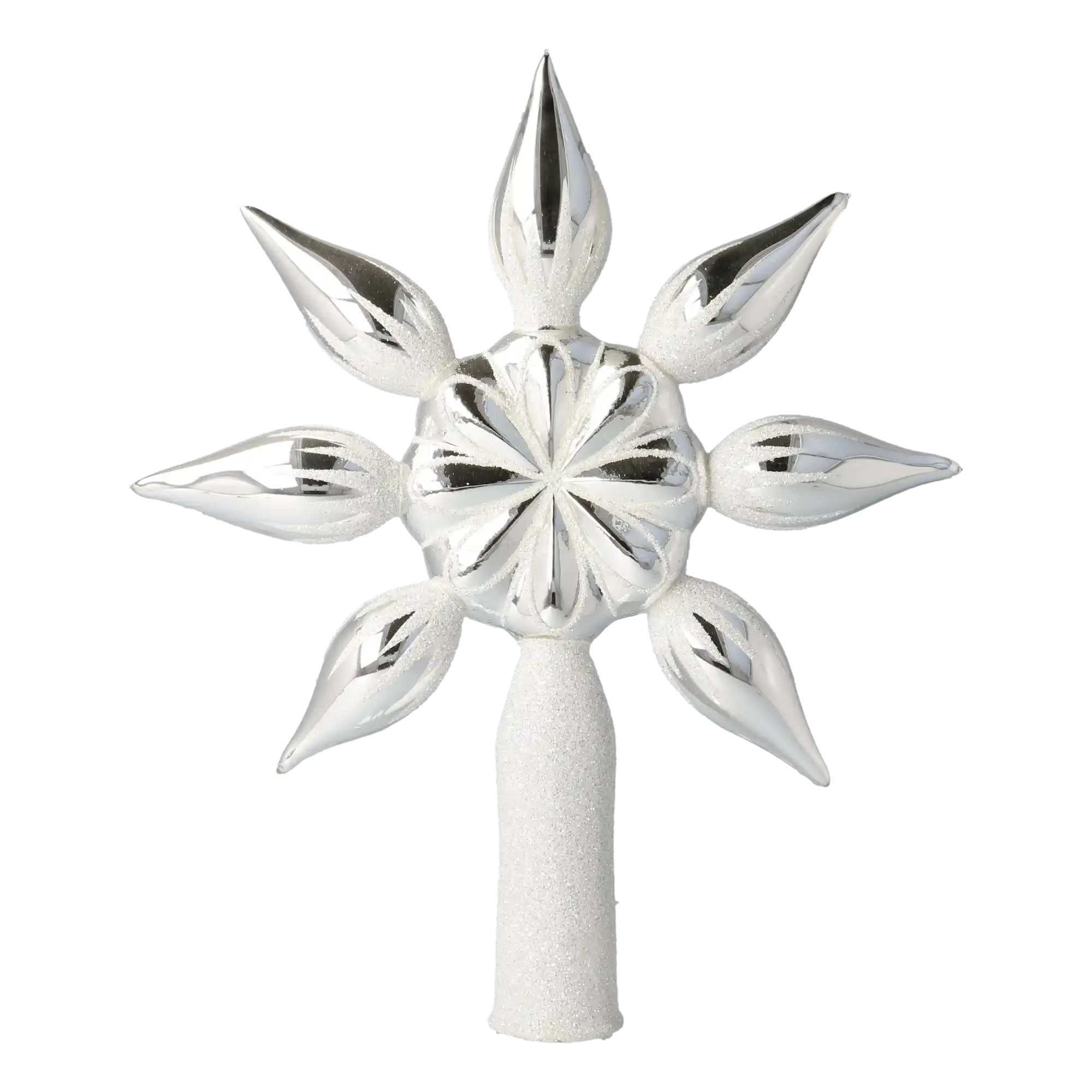 Szpic Srebrna Gwiazda Szklana Ozdoba Choinkowa