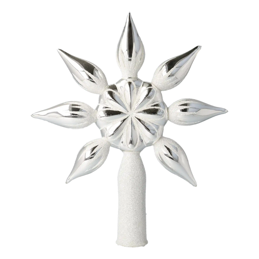 Szpic Srebrna Gwiazda Szklana Ozdoba Choinkowa