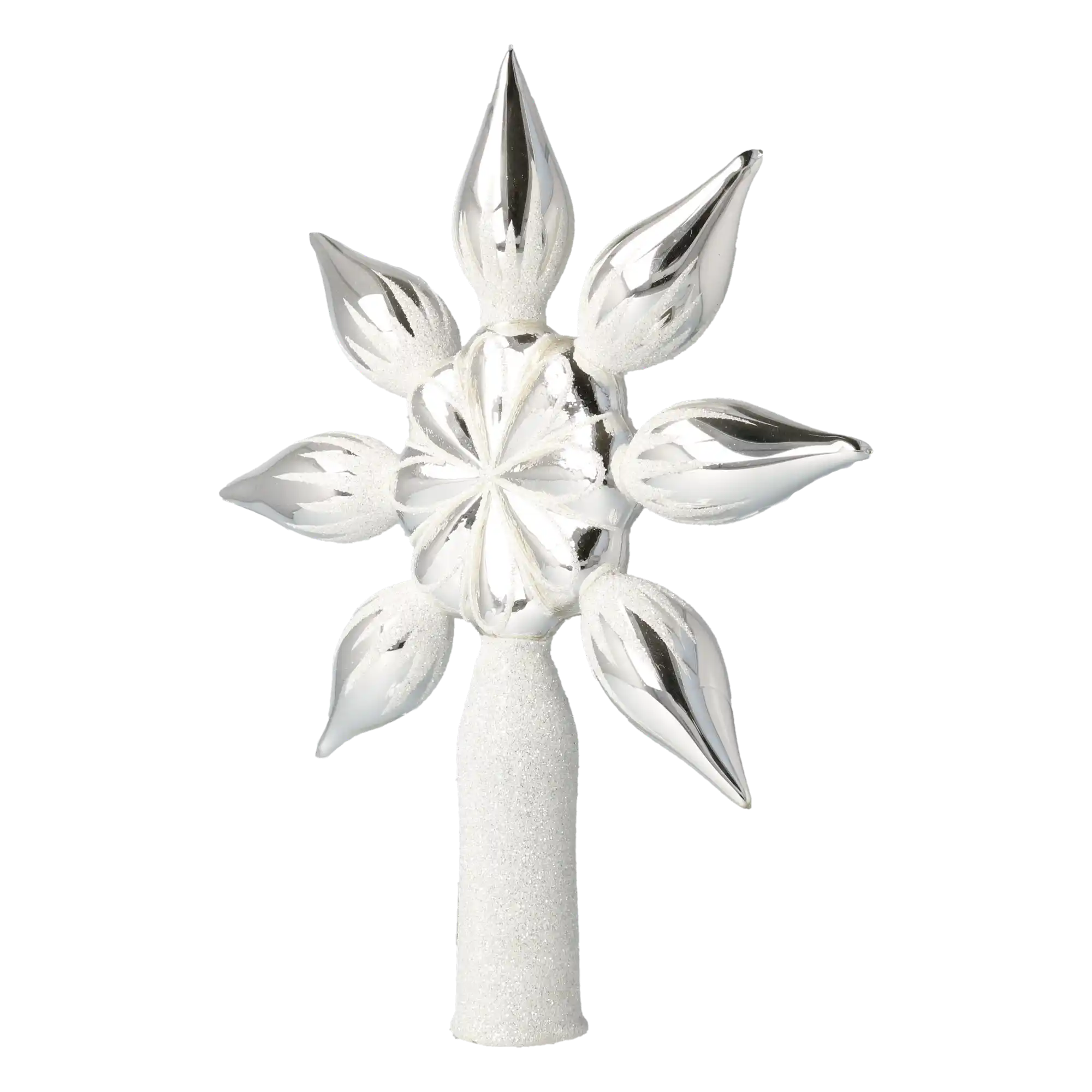 Szpic Srebrna Gwiazda Szklana Ozdoba Choinkowa