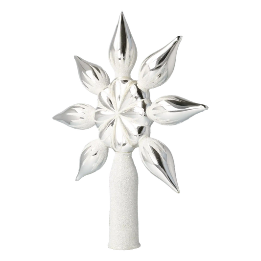 Szpic Srebrna Gwiazda Szklana Ozdoba Choinkowa