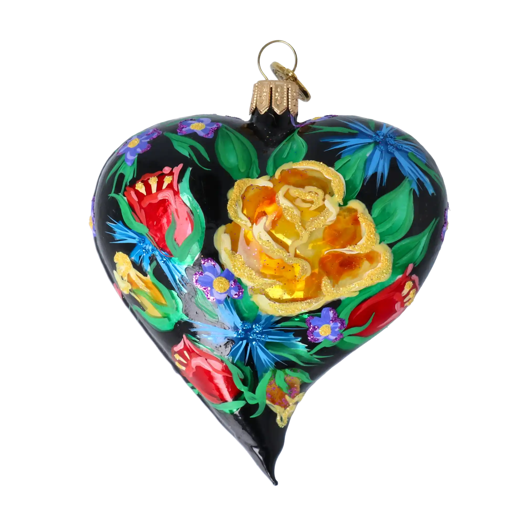 Serce W Kwiaty Bukiet w sercu Szklana Ozdoba