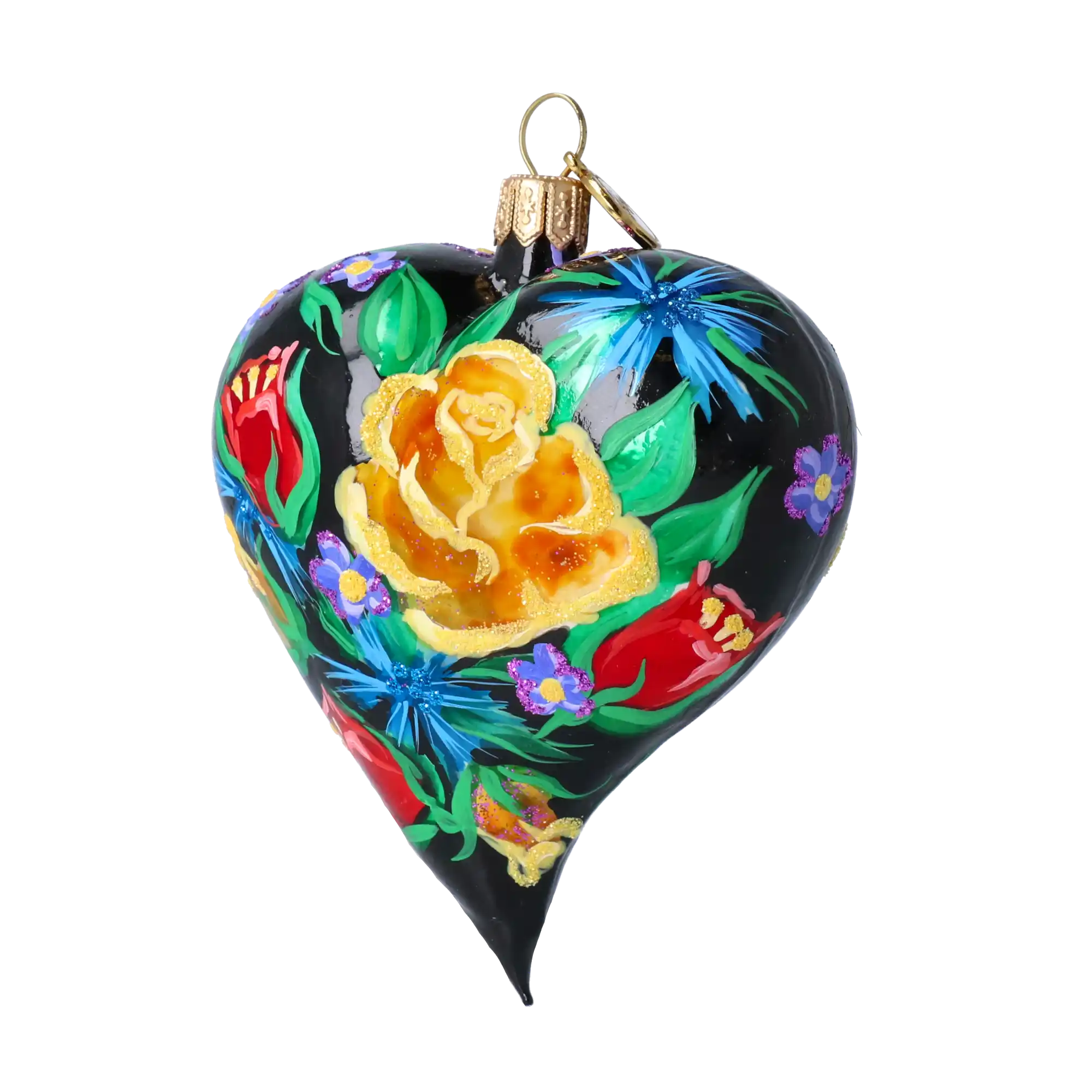 Serce W Kwiaty Bukiet w sercu Szklana Ozdoba