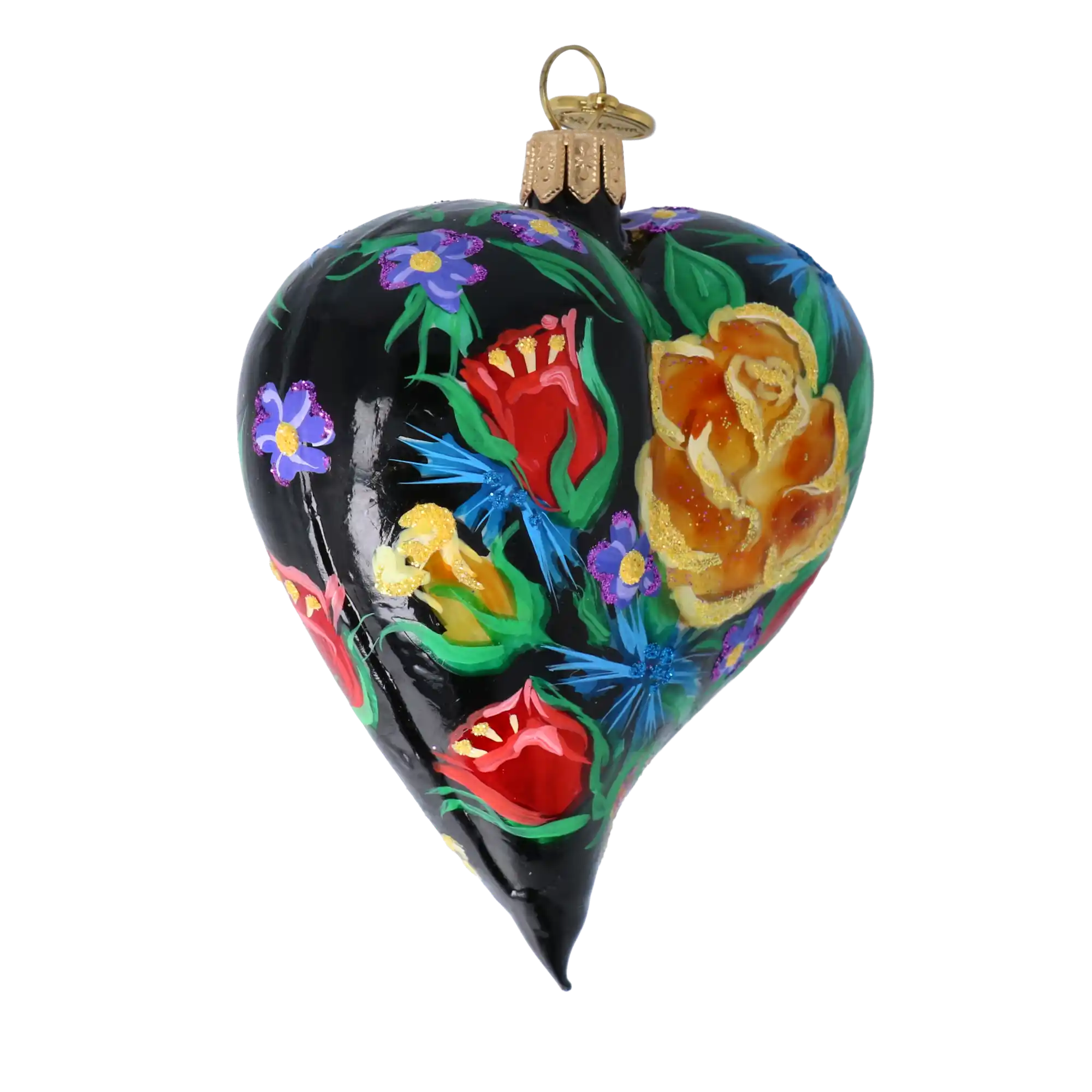 Serce W Kwiaty Bukiet w sercu Szklana Ozdoba