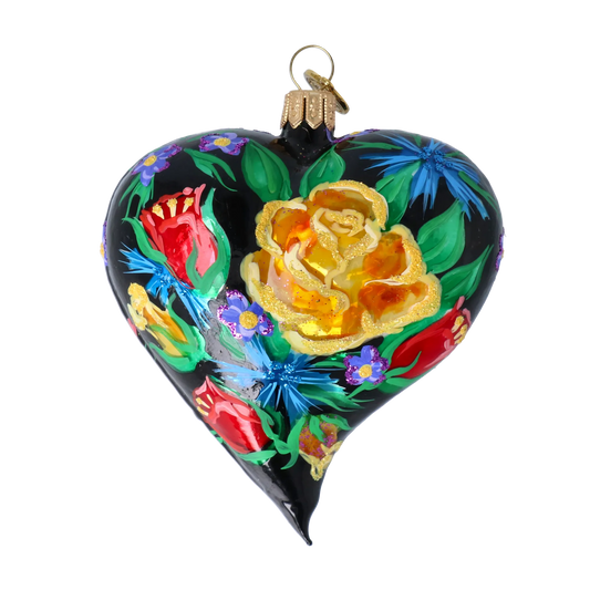 Midnight Garden Heart Premium christmas glass ornament 2024-164