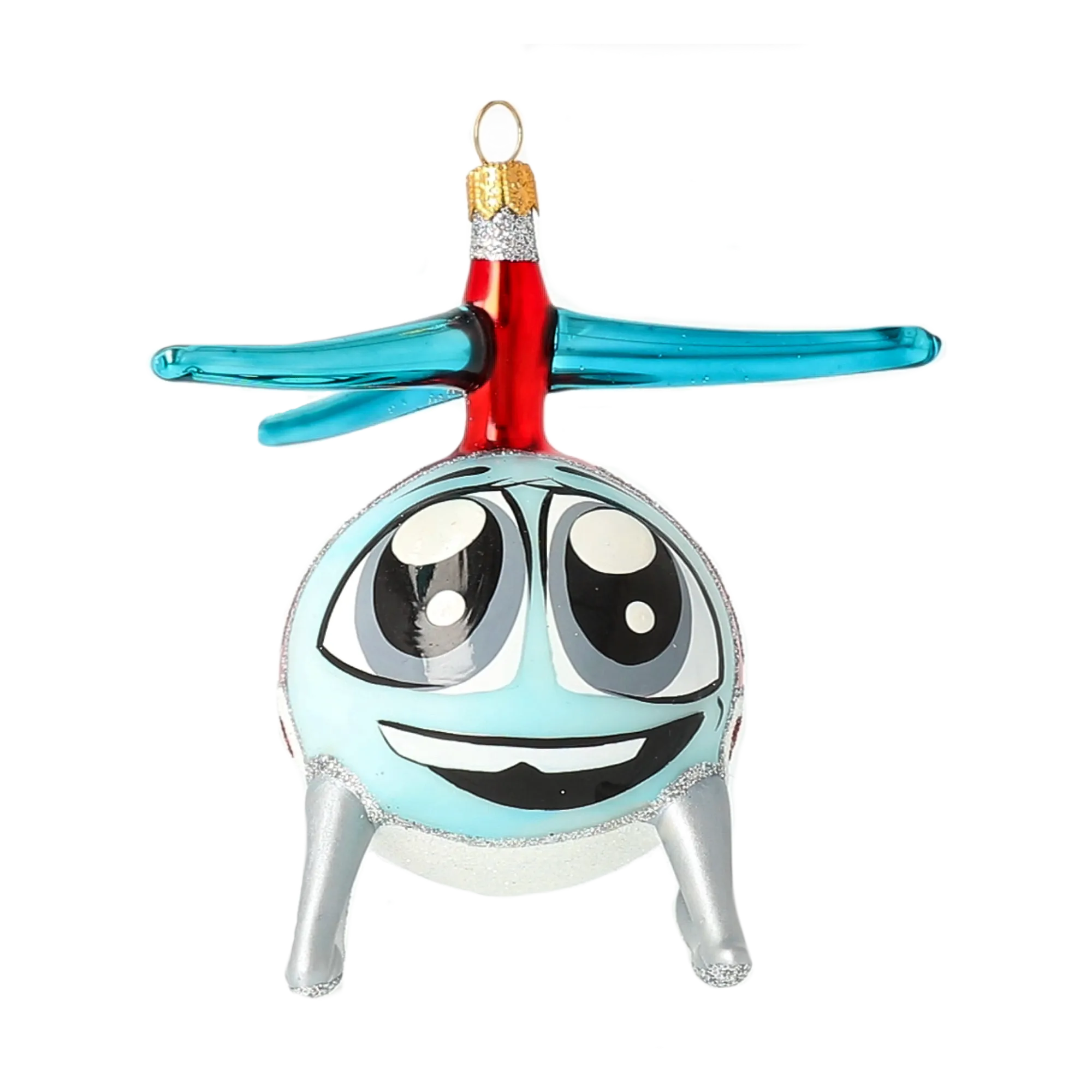 Cerulean Blue Copter Premium christmas glass ornament 2024-165
