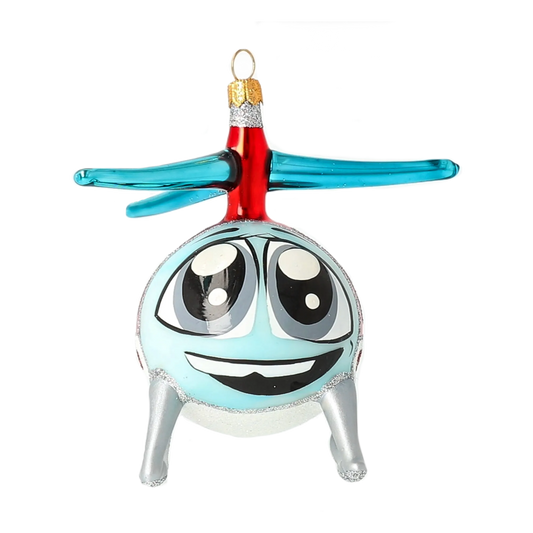 Cerulean Blue Copter Premium christmas glass ornament 2024-165