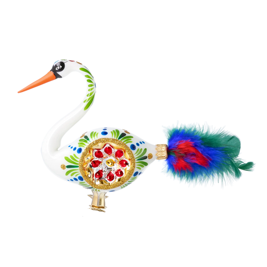 Ruby Reflector White Swan Premium christmas glass ornament 2024-177