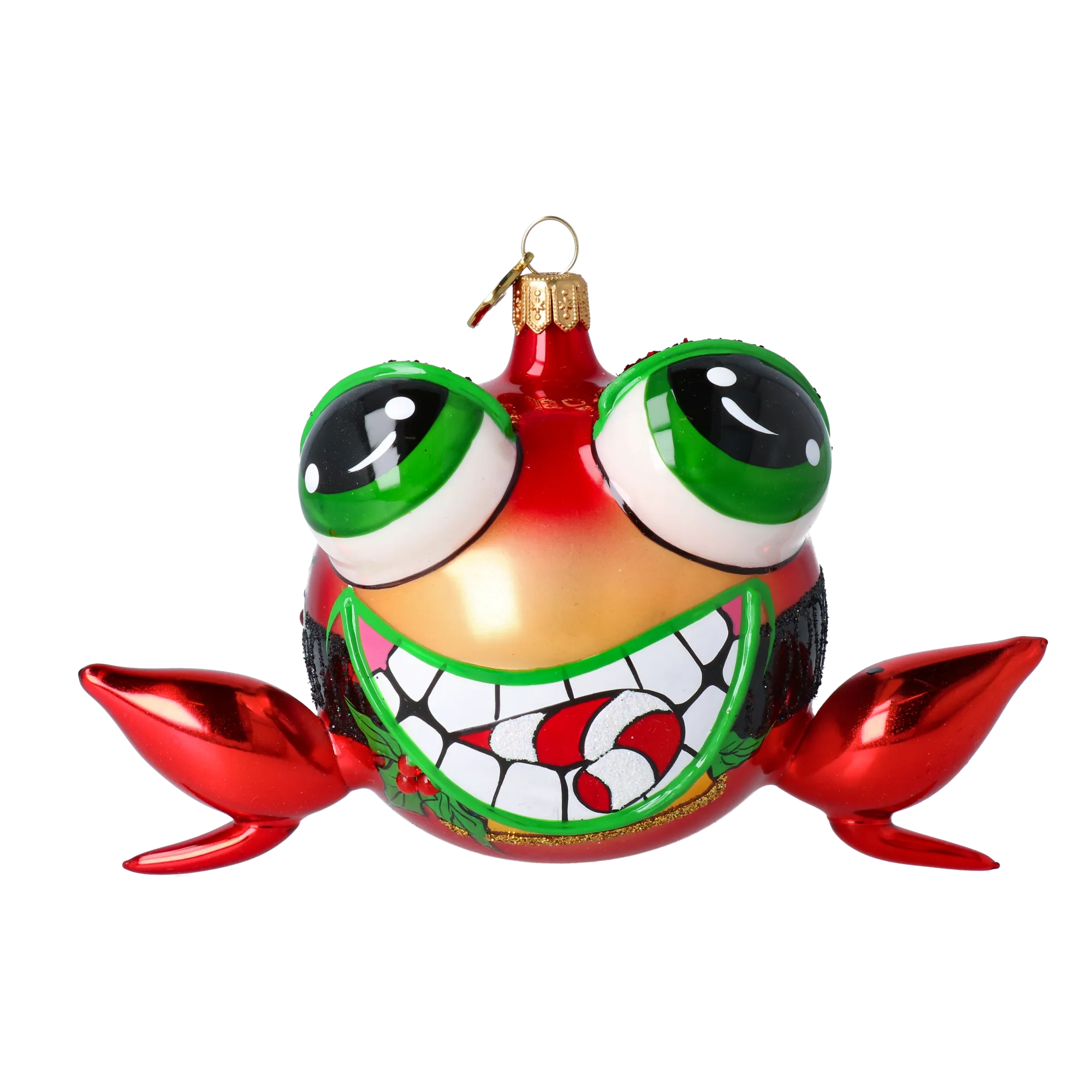 Christmas Frog. Handmade Glass Christmas ornament 2024-180