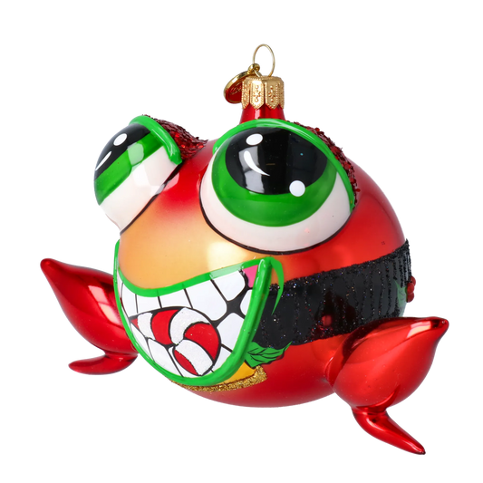 Christmas Frog. Handmade Glass Christmas ornament 2024-180