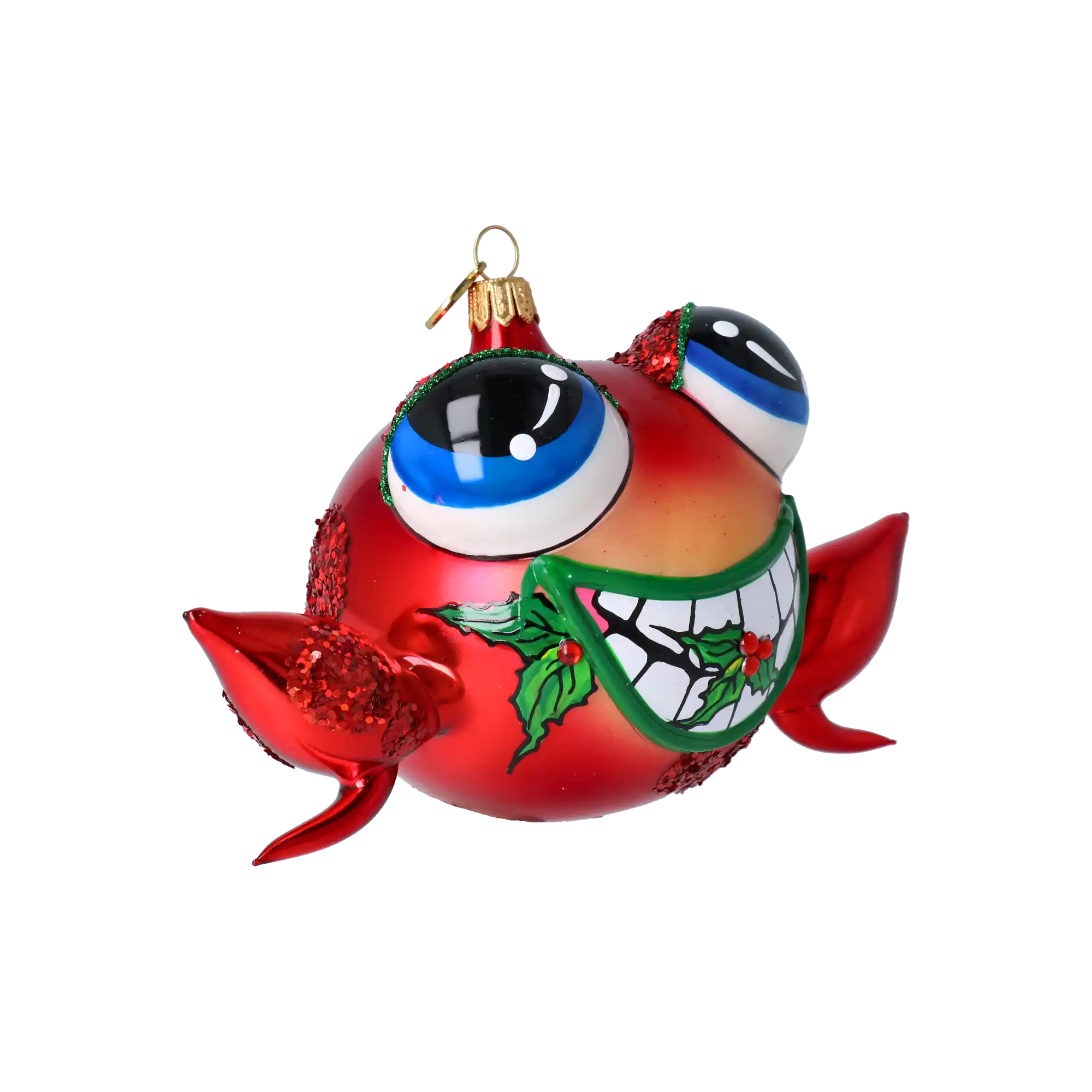 Jolly Frog Ornament. Handmade Glass Christmas ornament