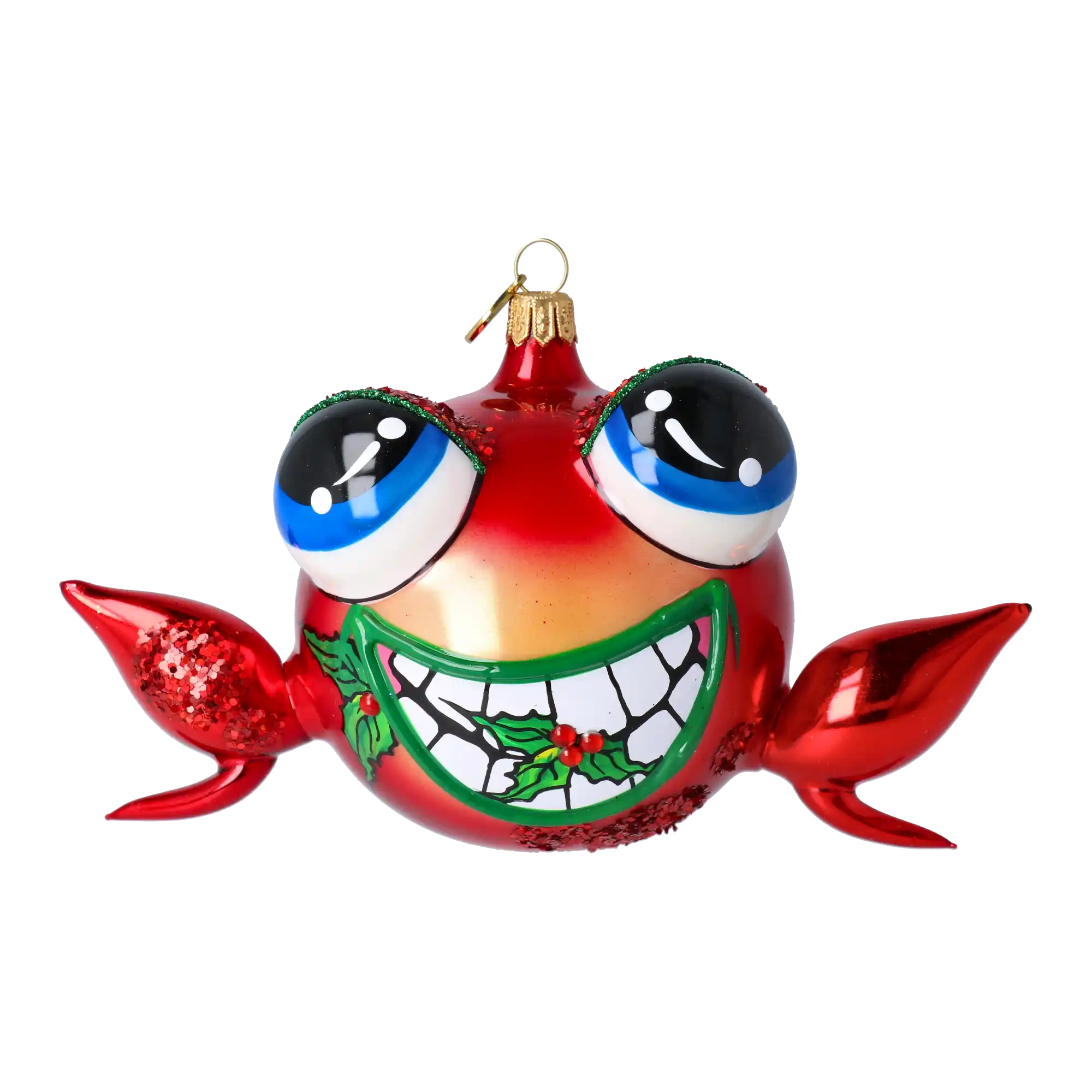 Jolly Frog Ornament. Handmade Glass Christmas ornament