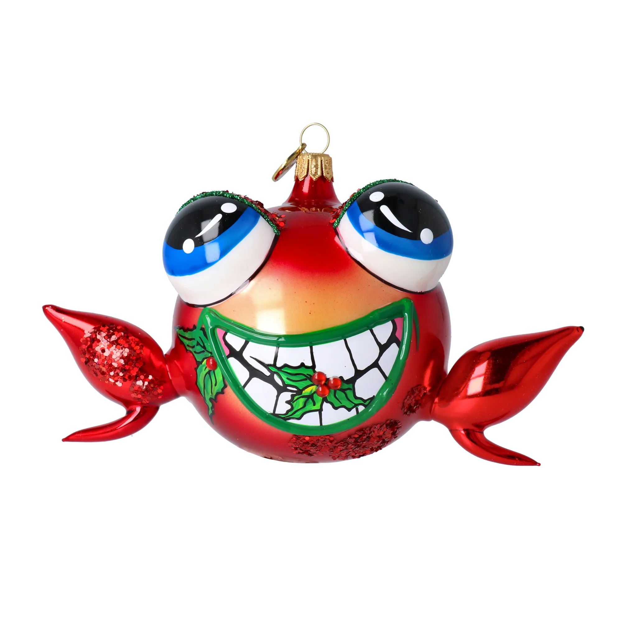 Jolly Frog Ornament. Handmade Glass Christmas ornament 2024-181