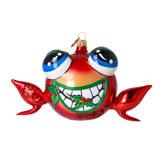 Jolly Frog Ornament. Handmade Glass Christmas ornament 2024-181