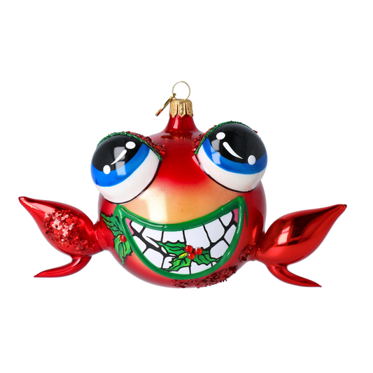 Jolly Frog Ornament. Handmade Glass Christmas ornament 2024-181