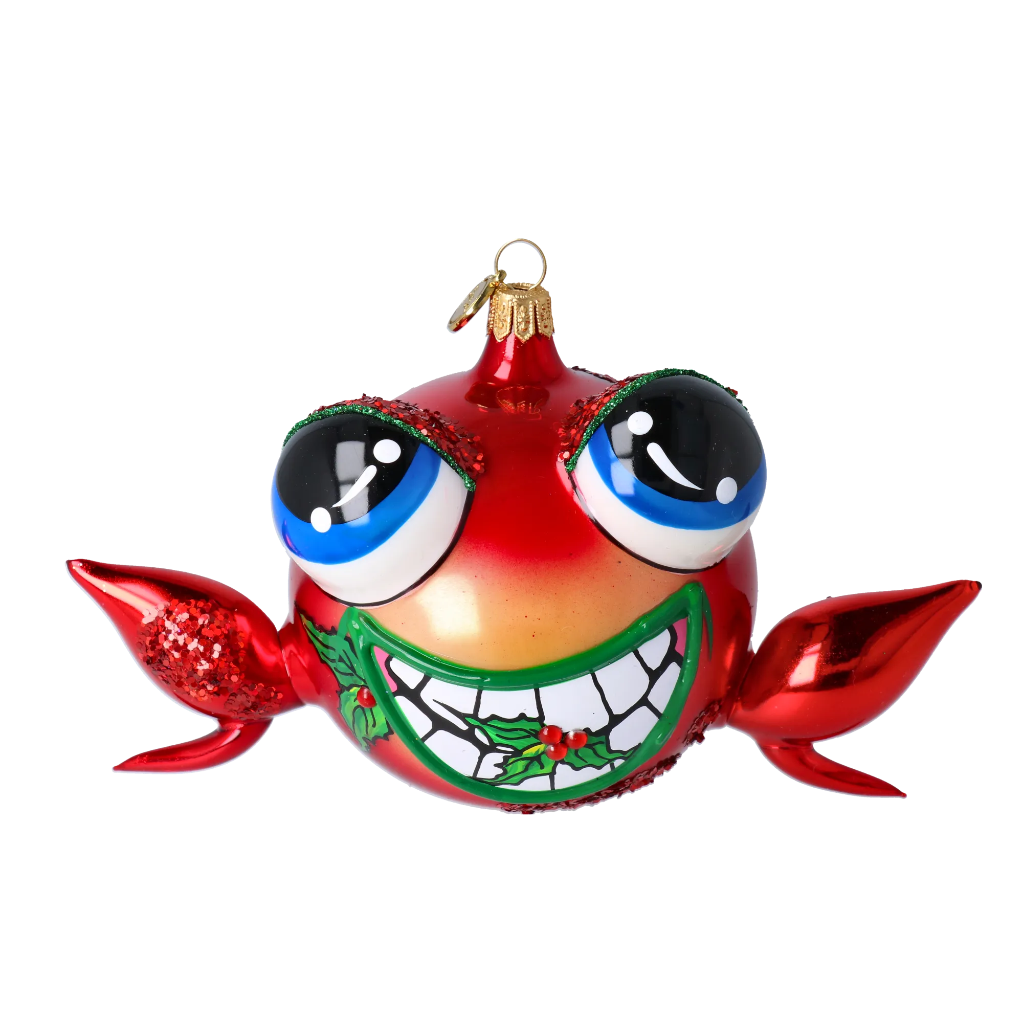 Jolly Frog Ornament. Handmade Glass Christmas ornament 2024-181