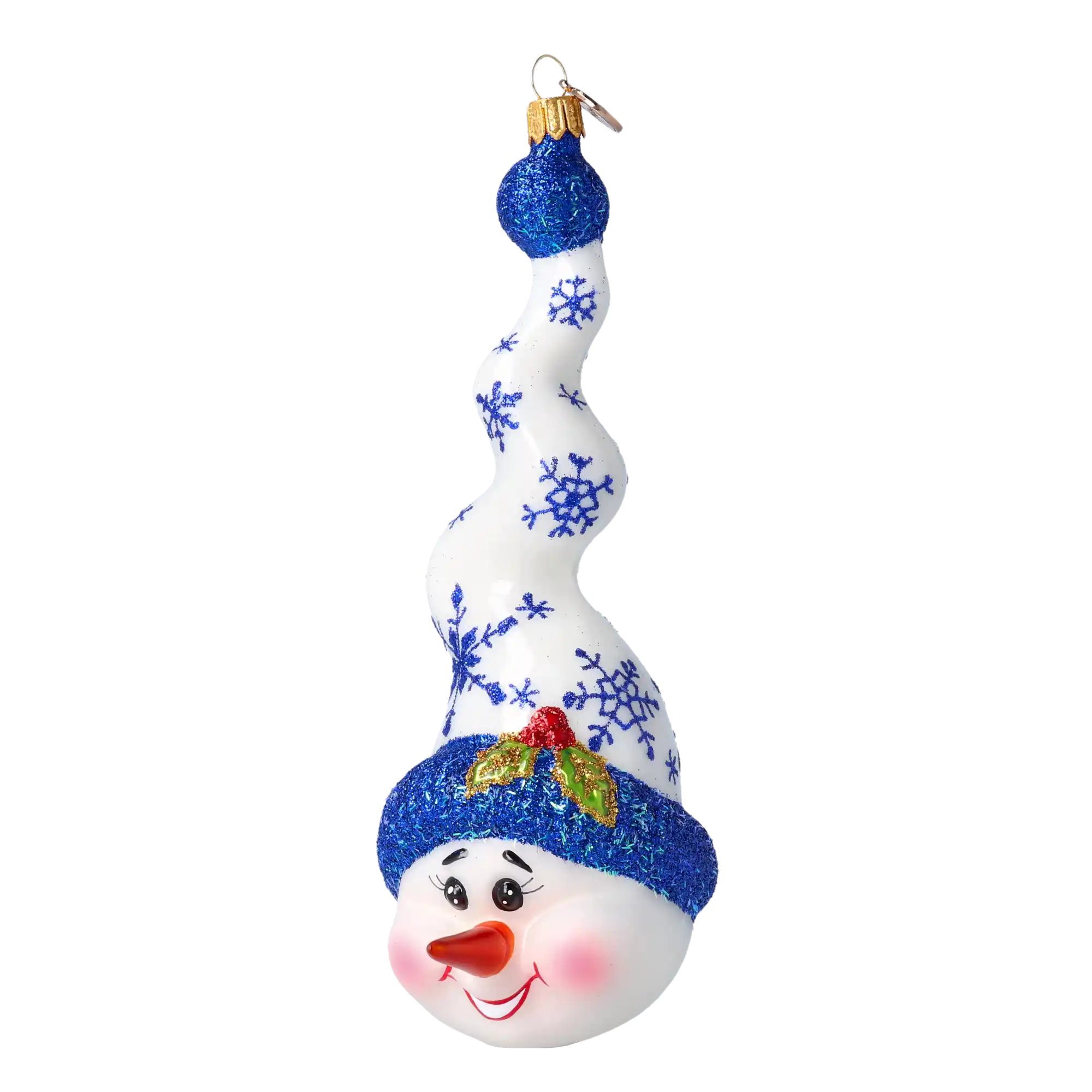 Bałwanek W Kręconej Czapce Szklana Ozdoba