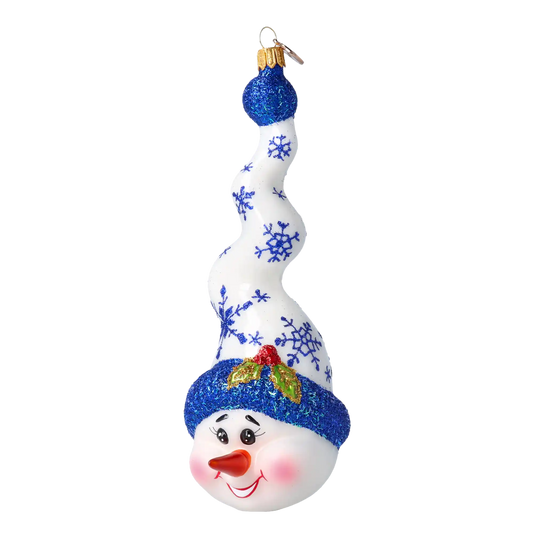 Bałwanek W Kręconej Czapce Szklana Ozdoba